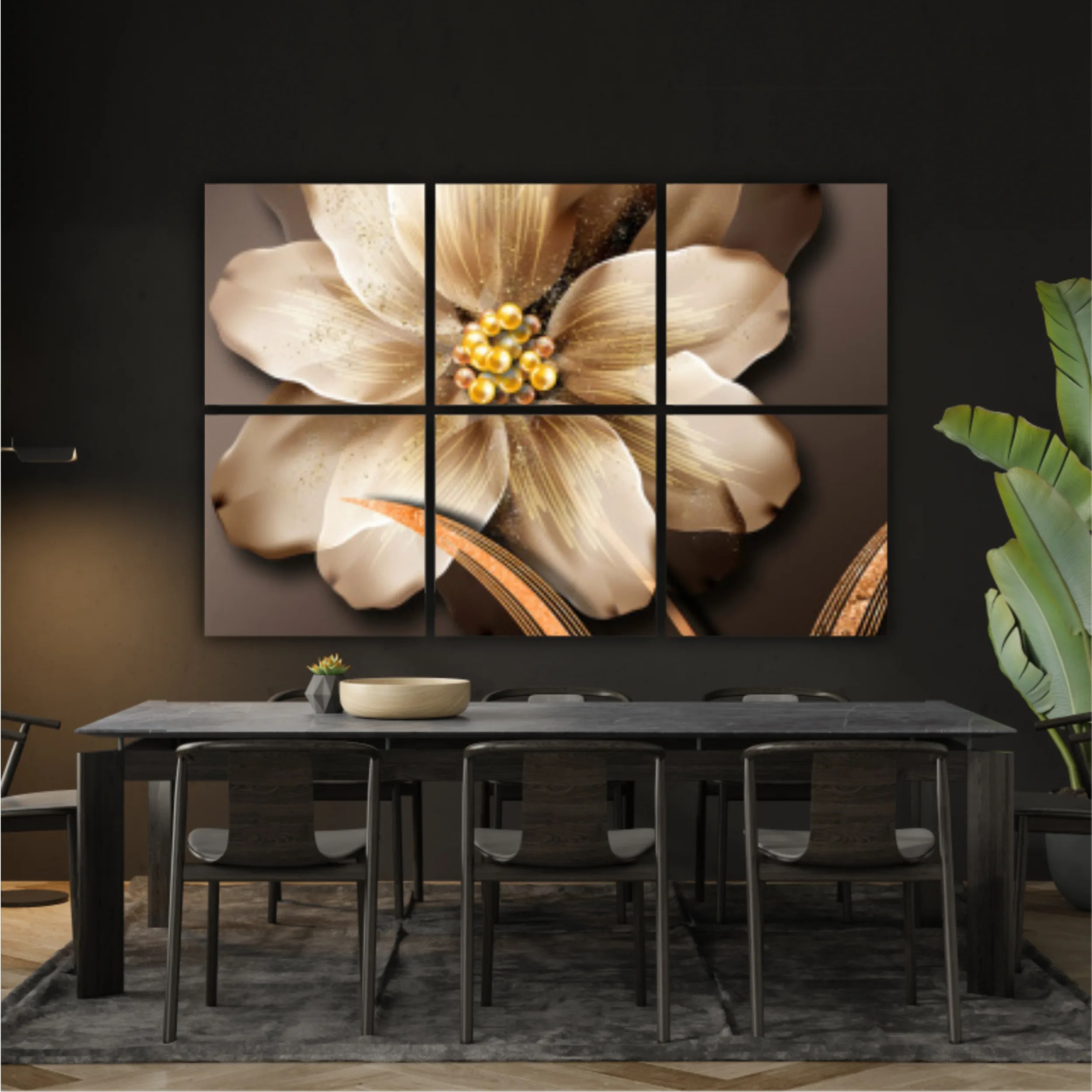 3d illustration of luxurious golden flower