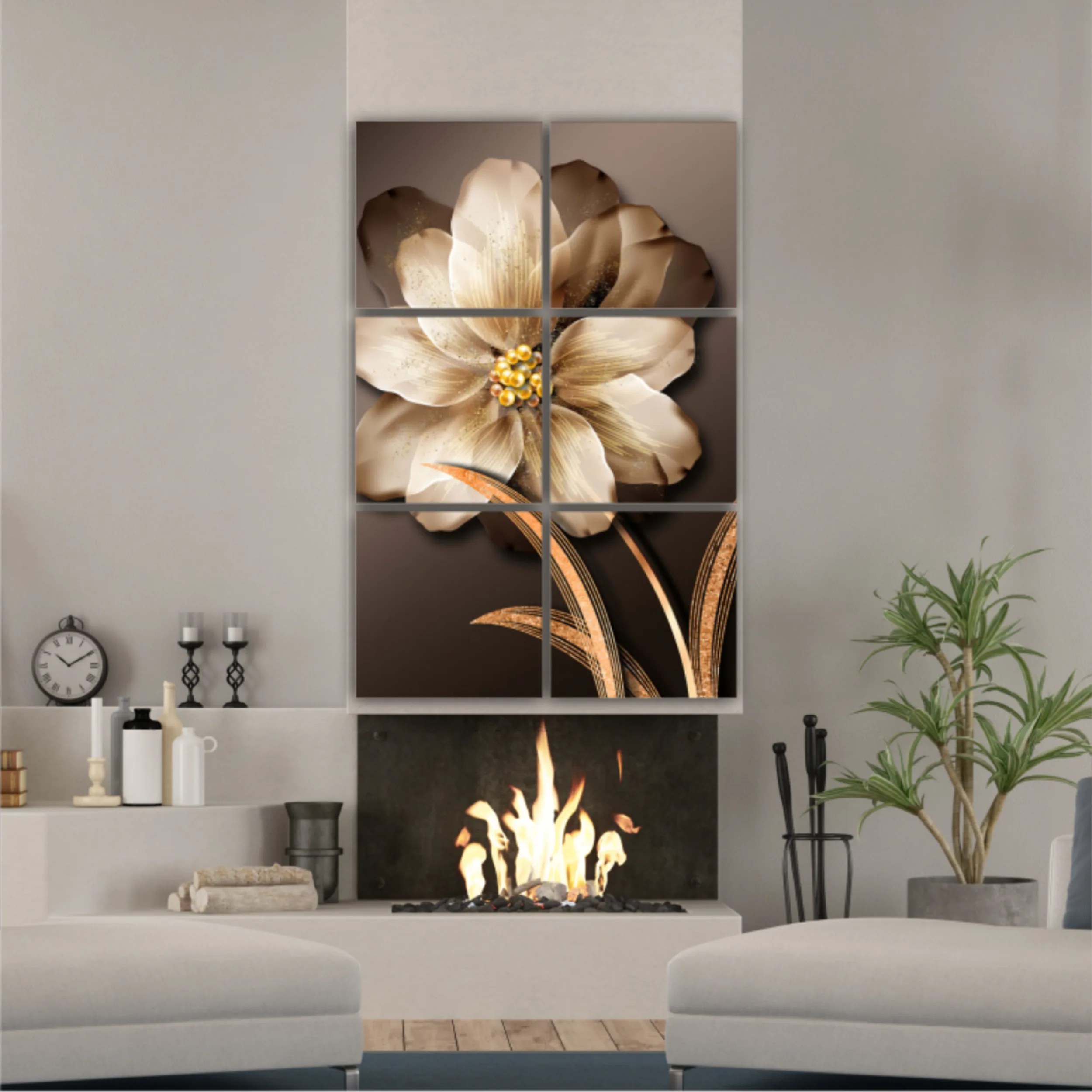 3d illustration of luxurious golden flower