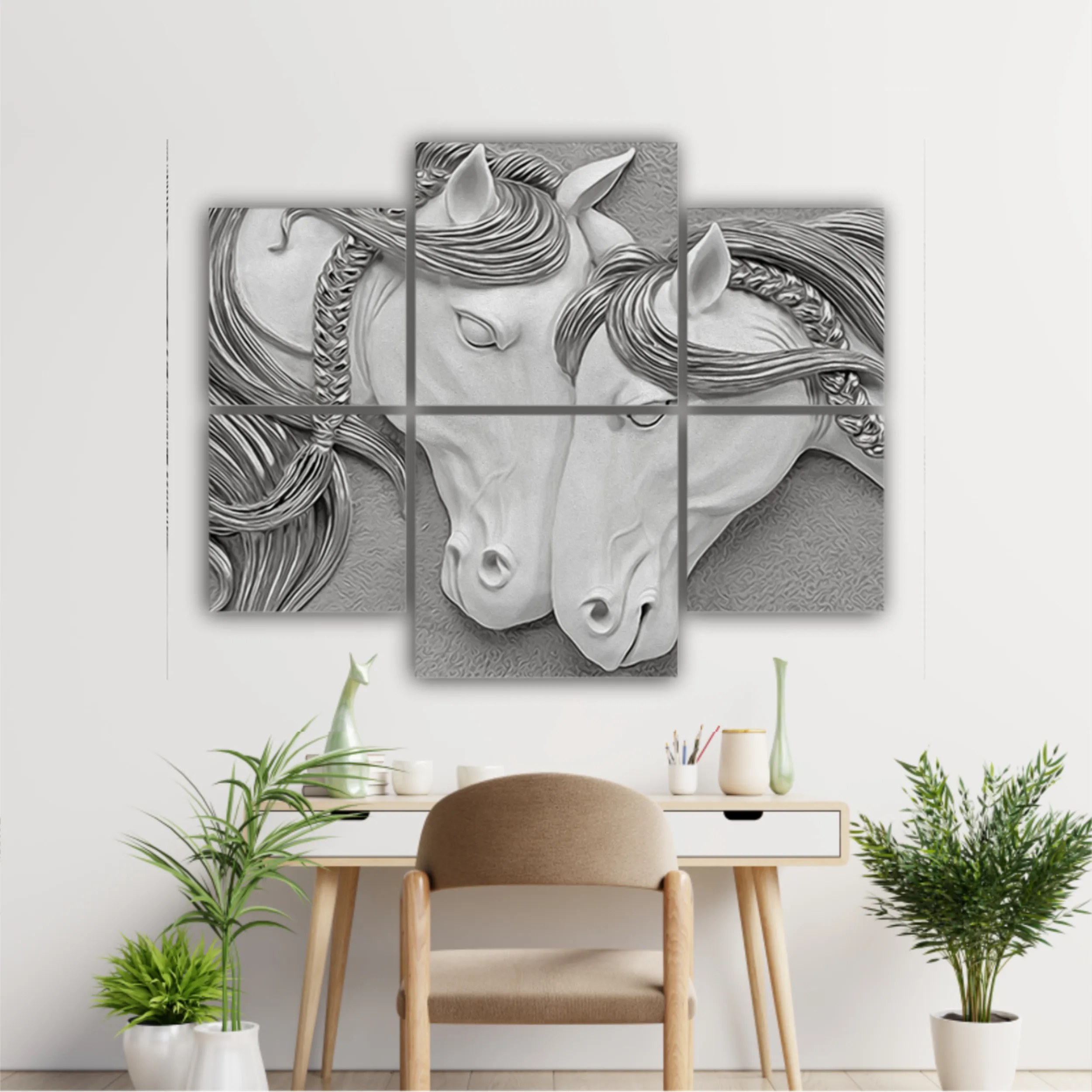 3d illustration of two horses