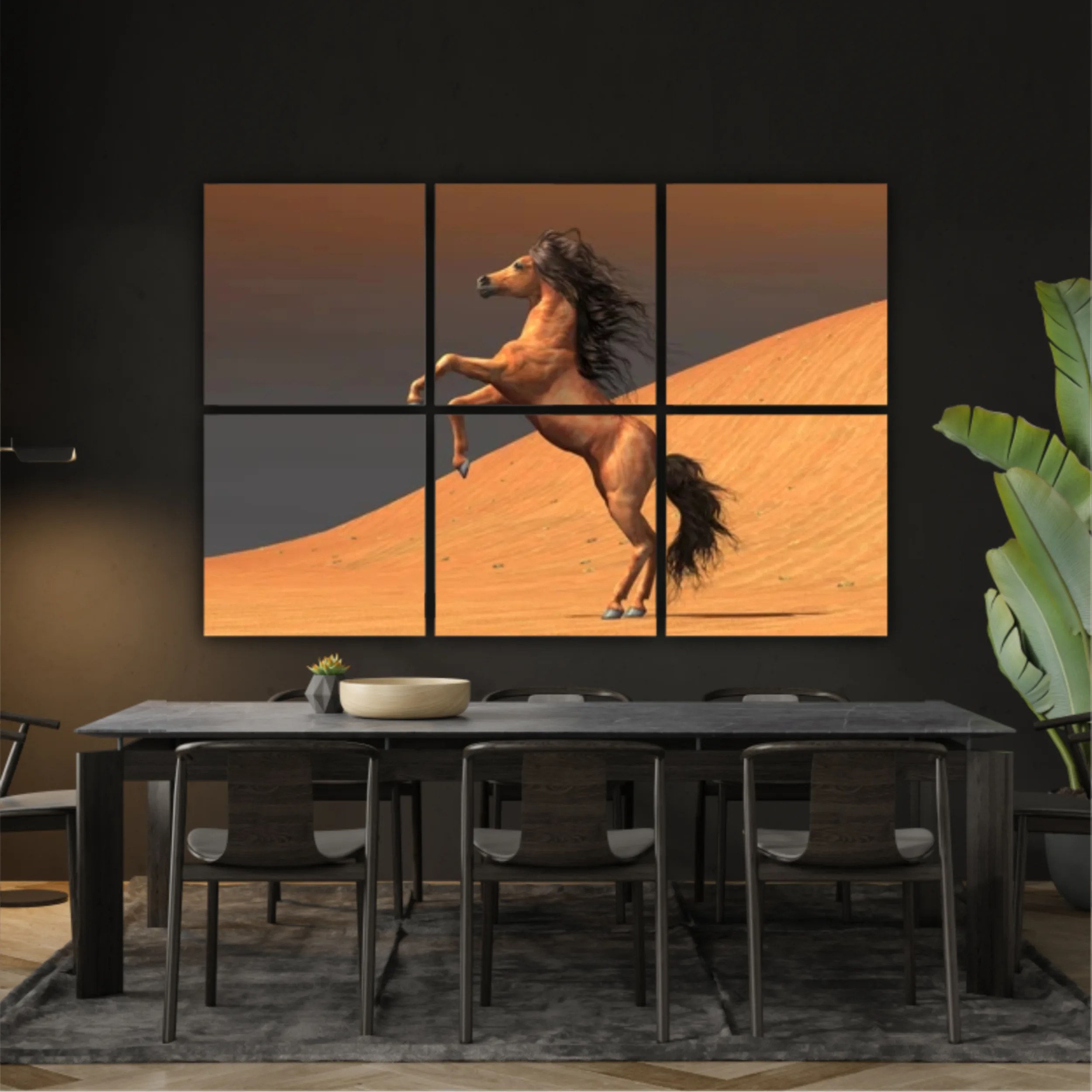 3d illustration of horses and beach design