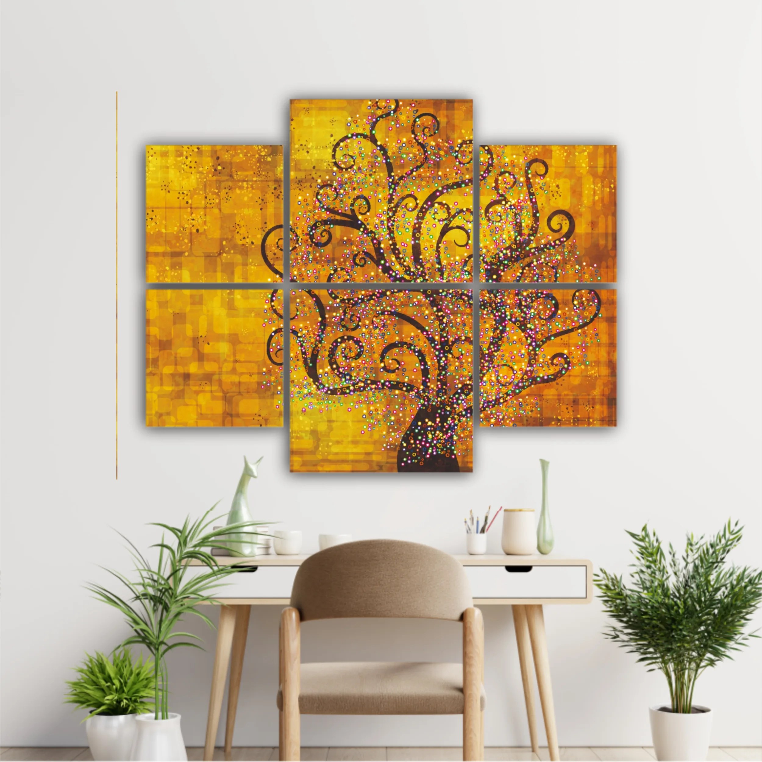 Abstract tree on a gold background in style of Gustav Klimt painting