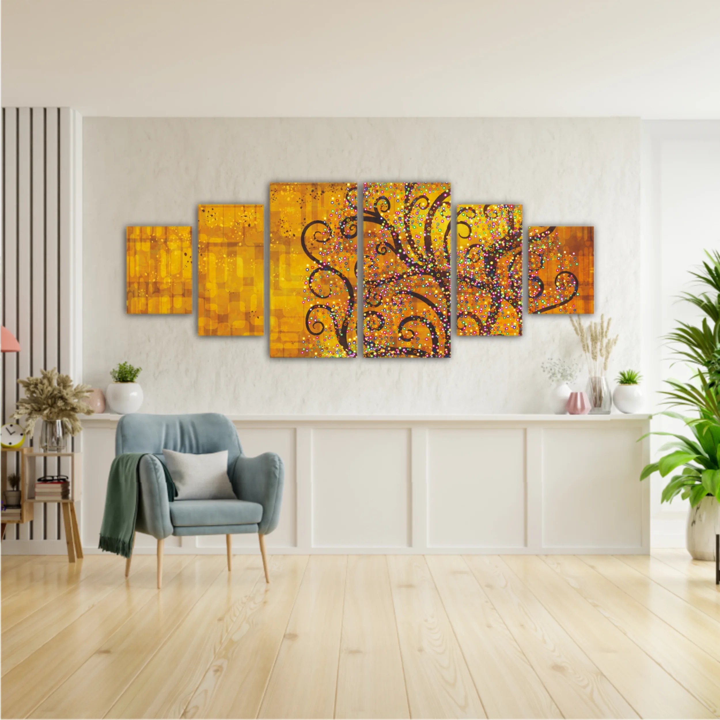 Abstract tree on a gold background in style of Gustav Klimt painting