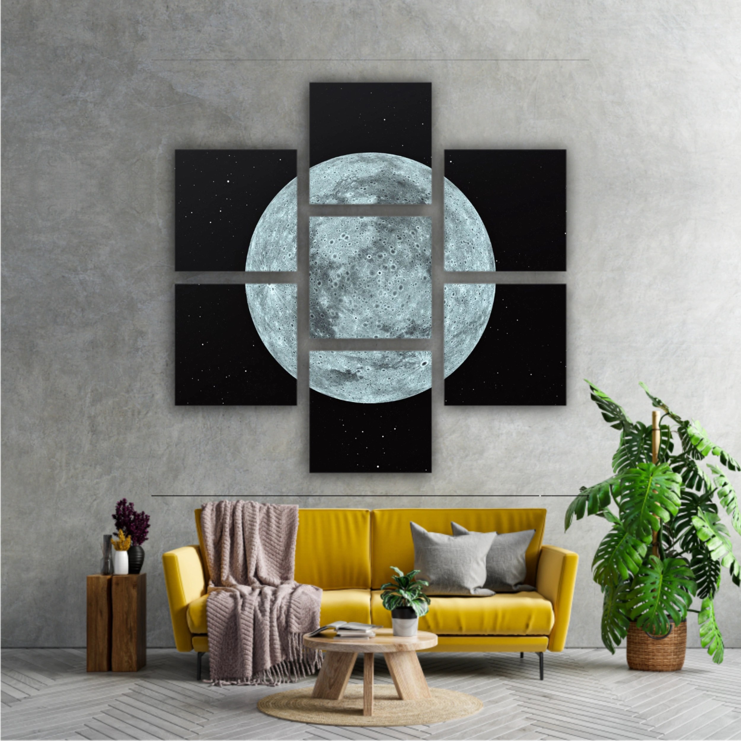 3D rendering of the moon with star sky background