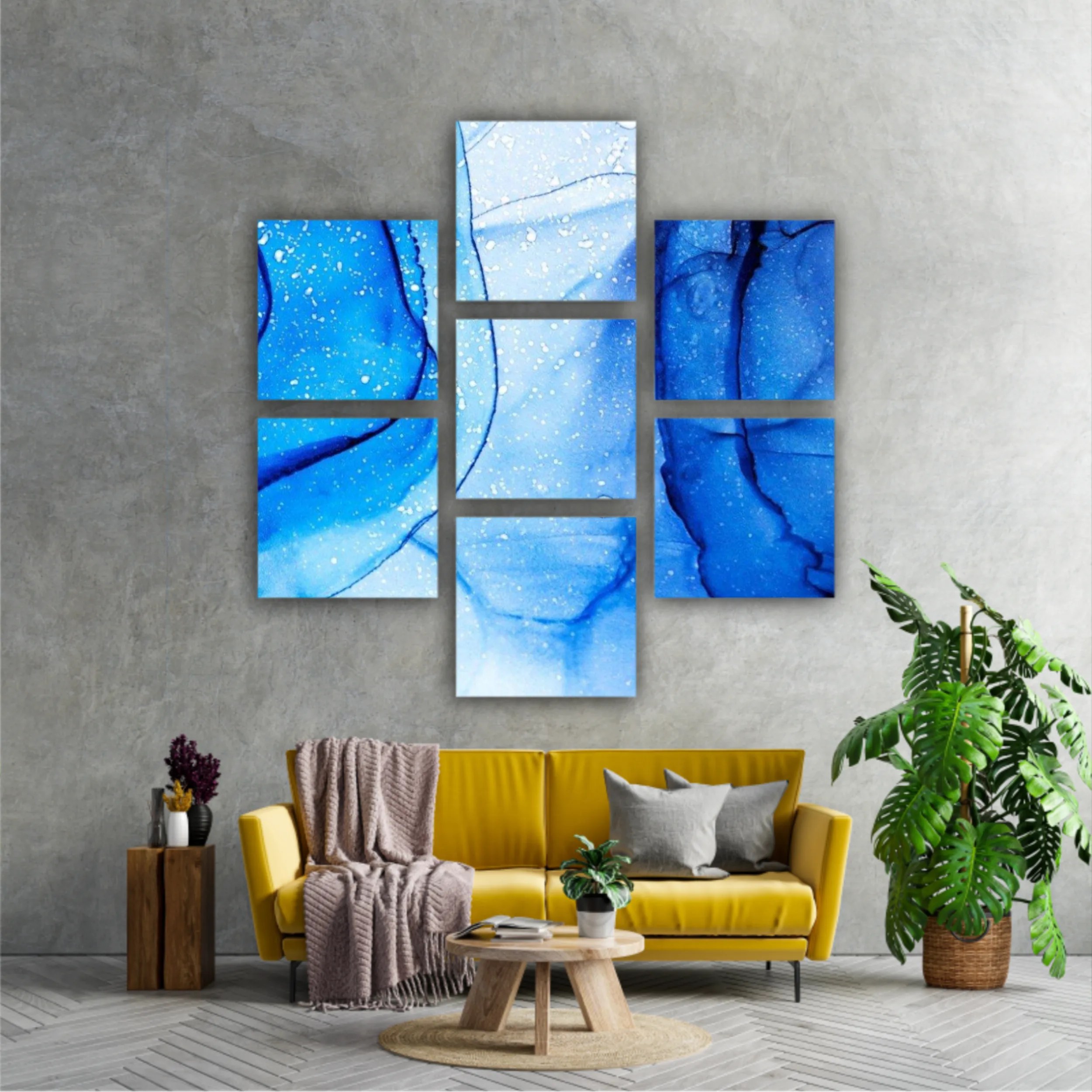 Blue and white alcohol ink abstract