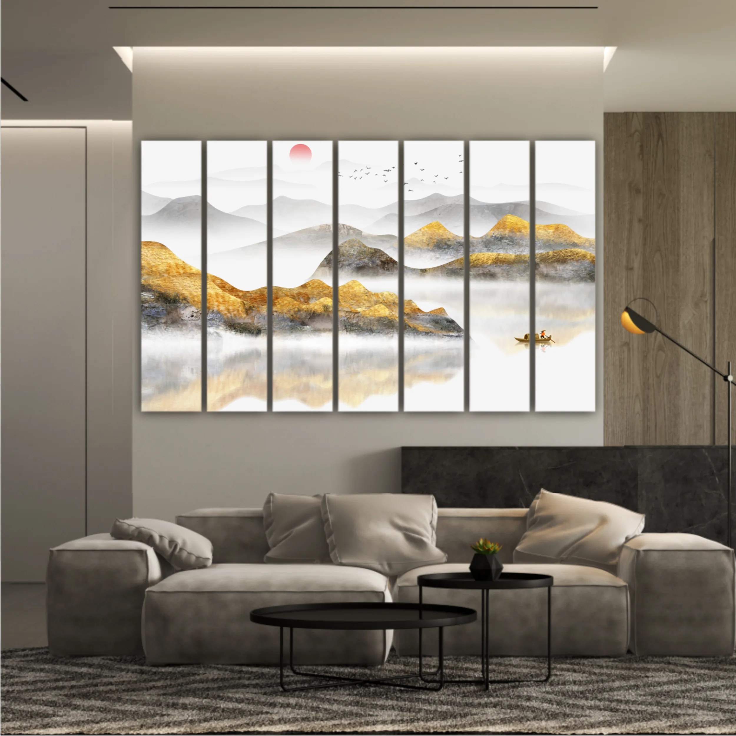 New Chinese abstract golden landscape painting