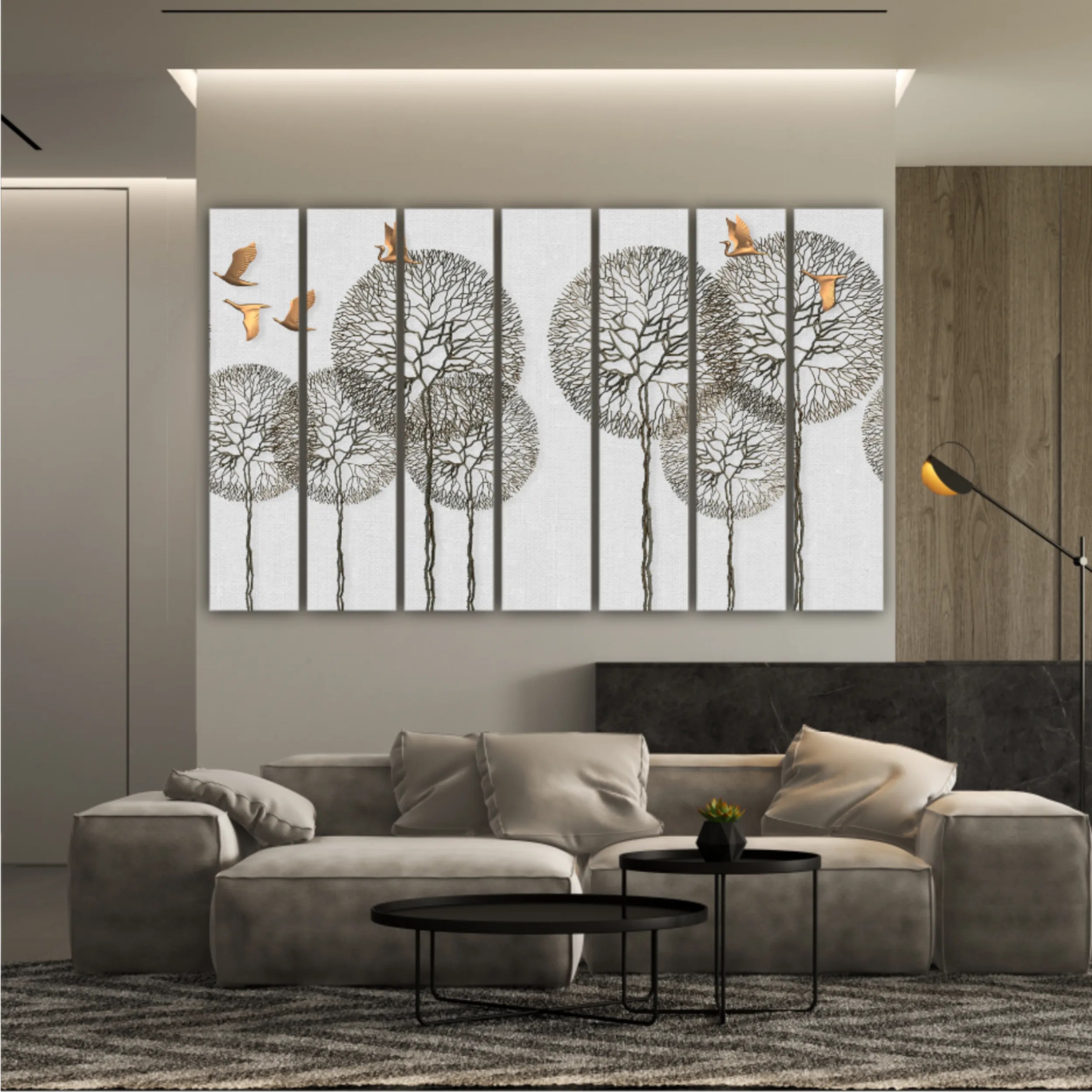 3d illustration of trees and birds