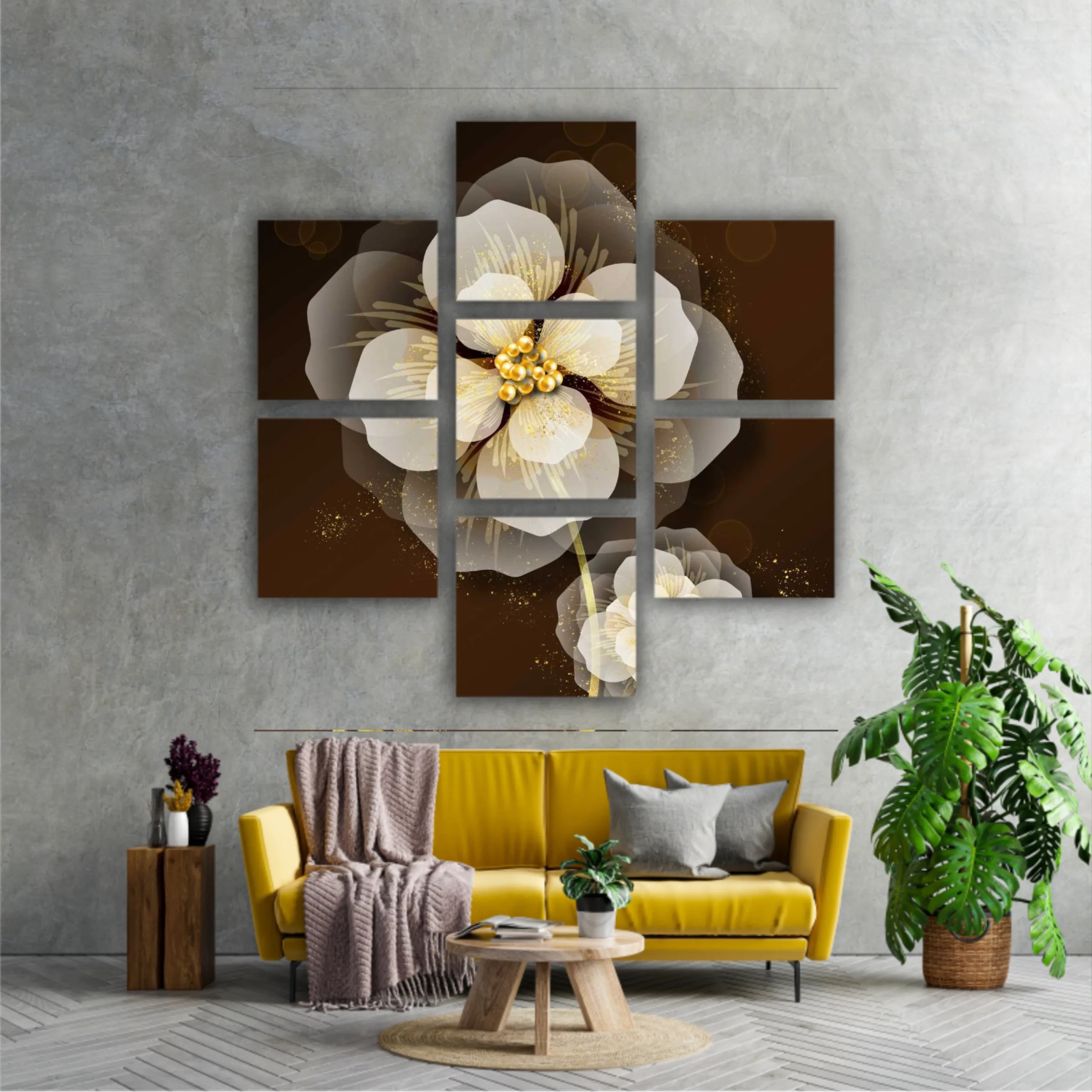 3d illustration of luxurious golden flower