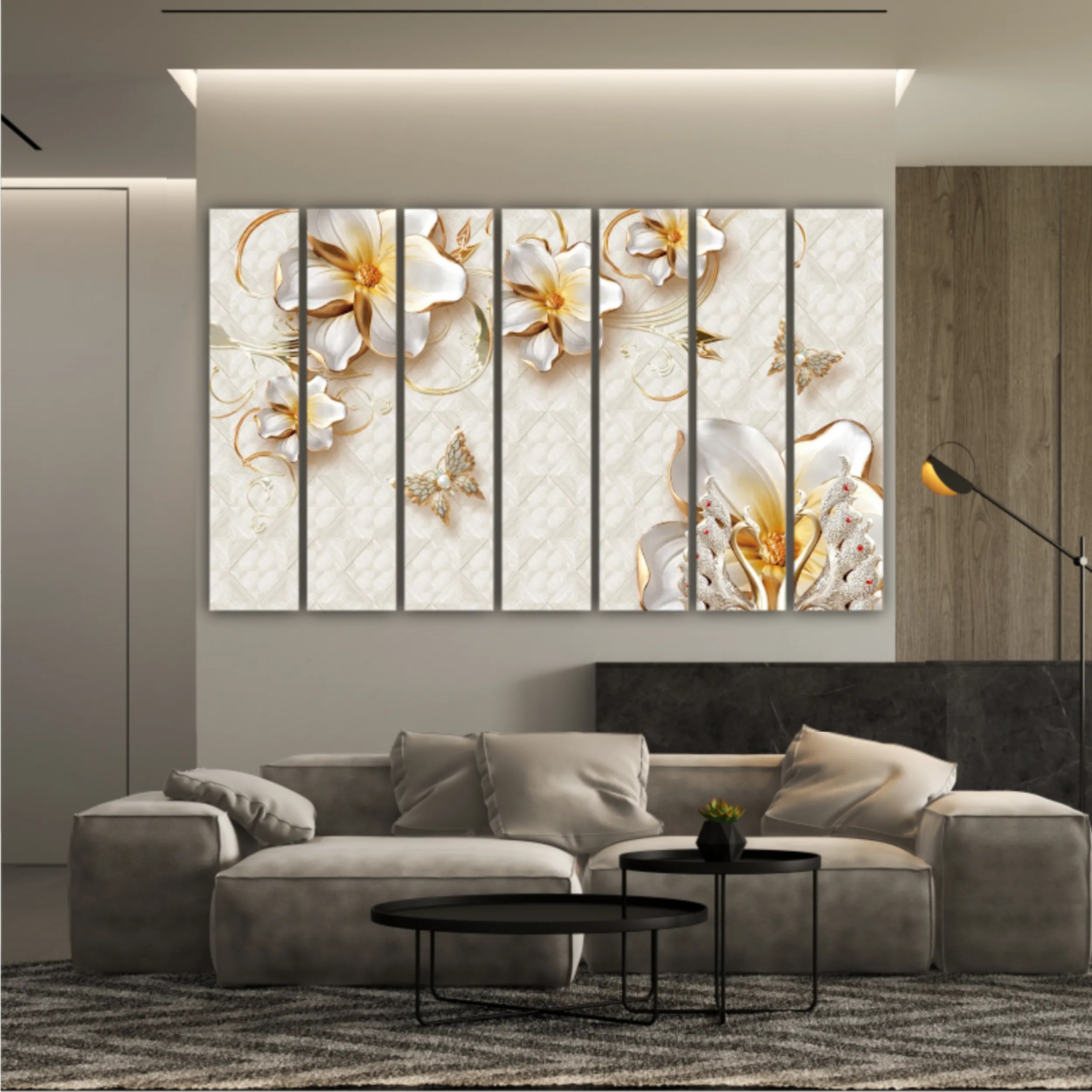 3d illustration of flowers, butterflies and swans