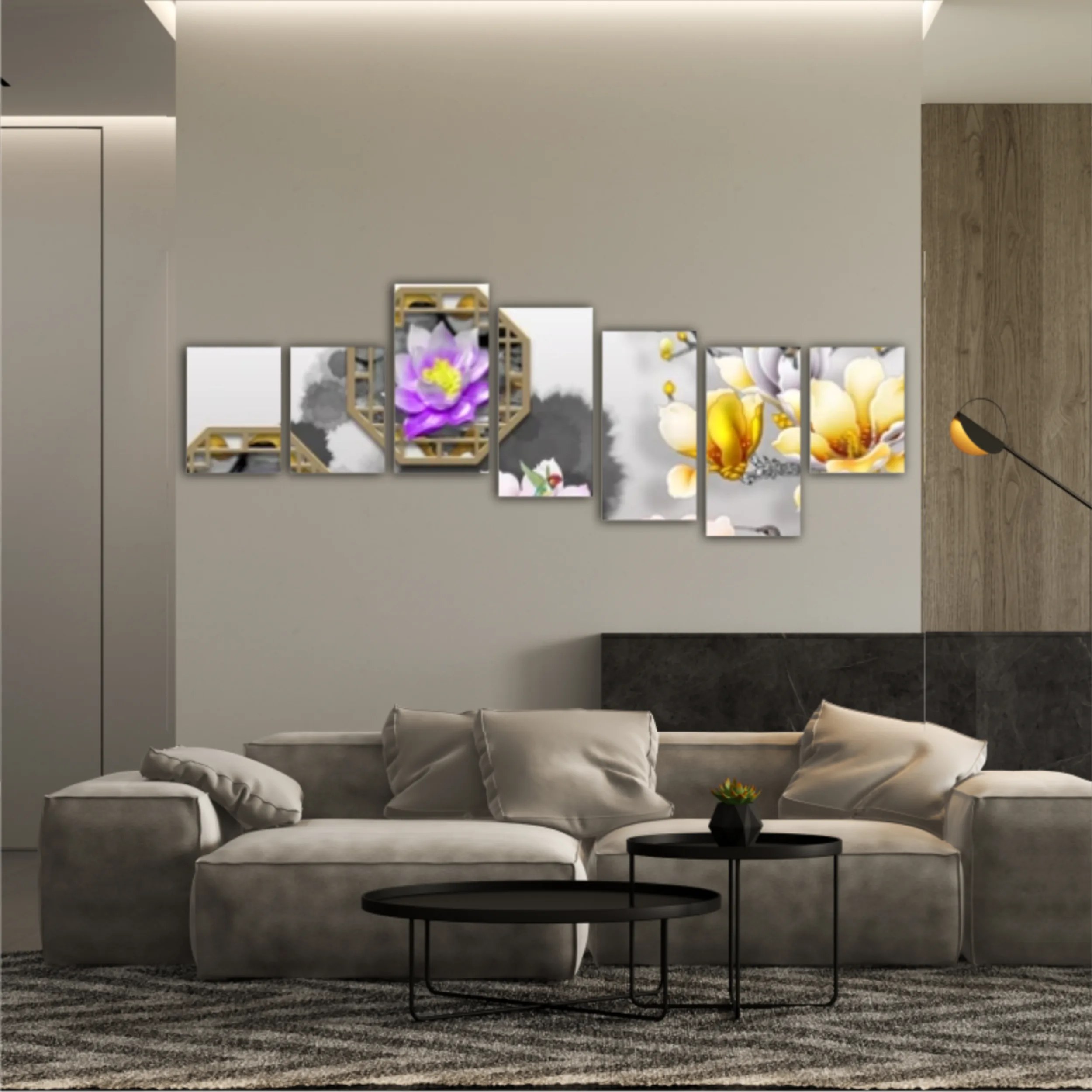 3d illustration of floral branches and wall murals