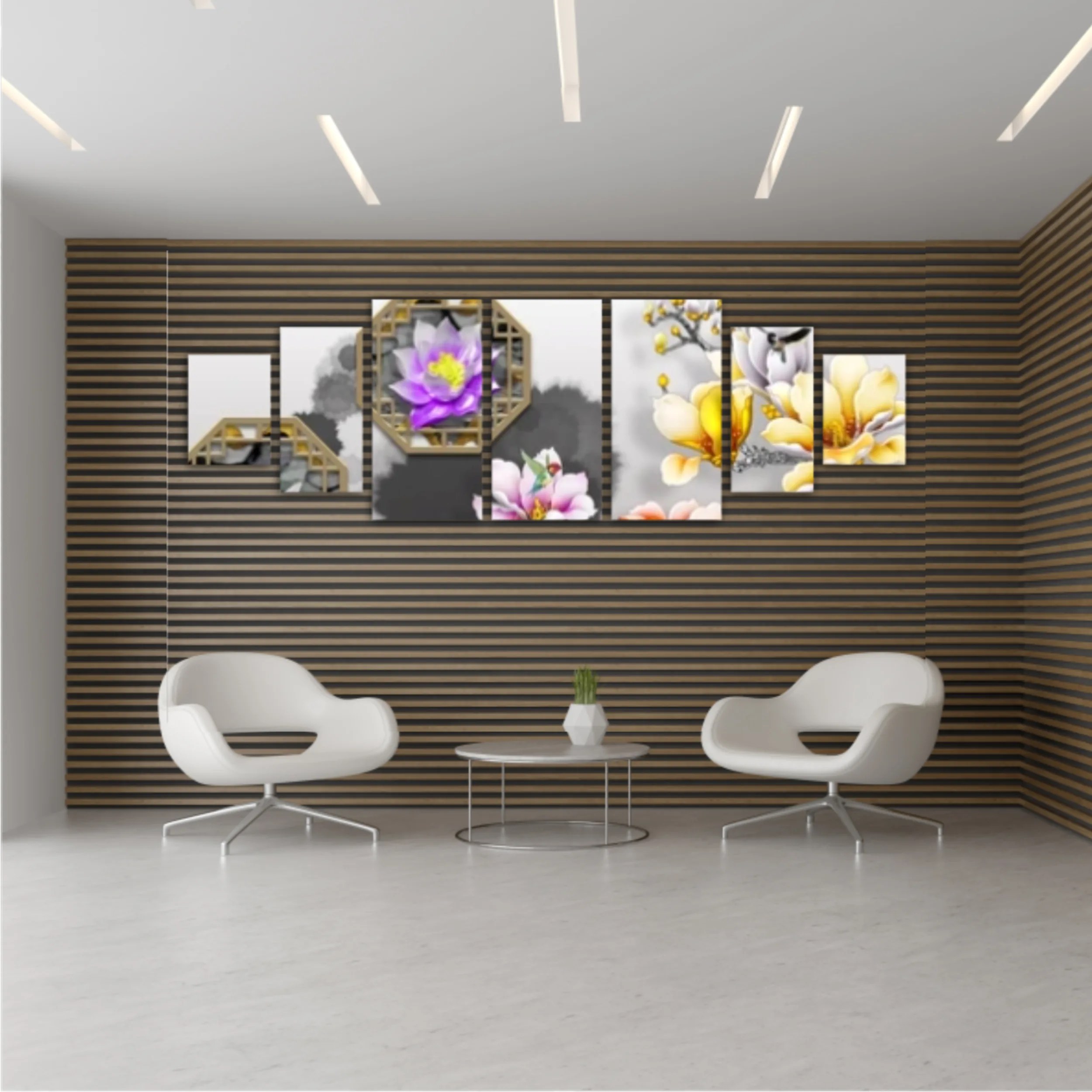 3d illustration of floral branches and wall murals