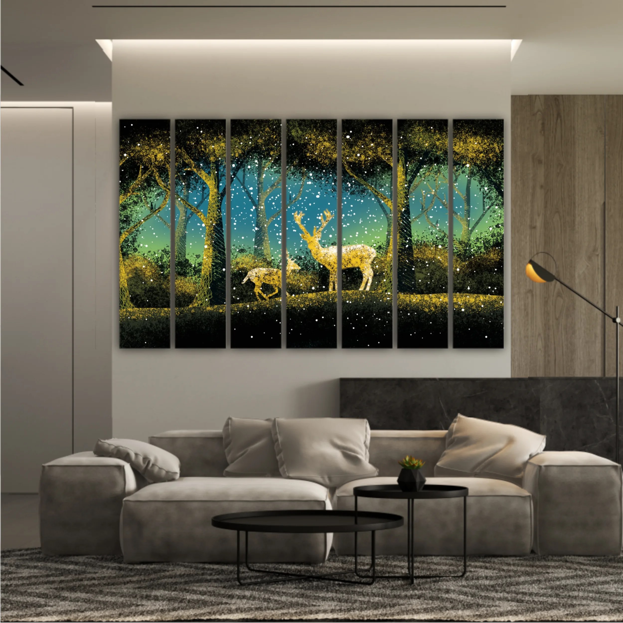 3d illustration of trees and deer