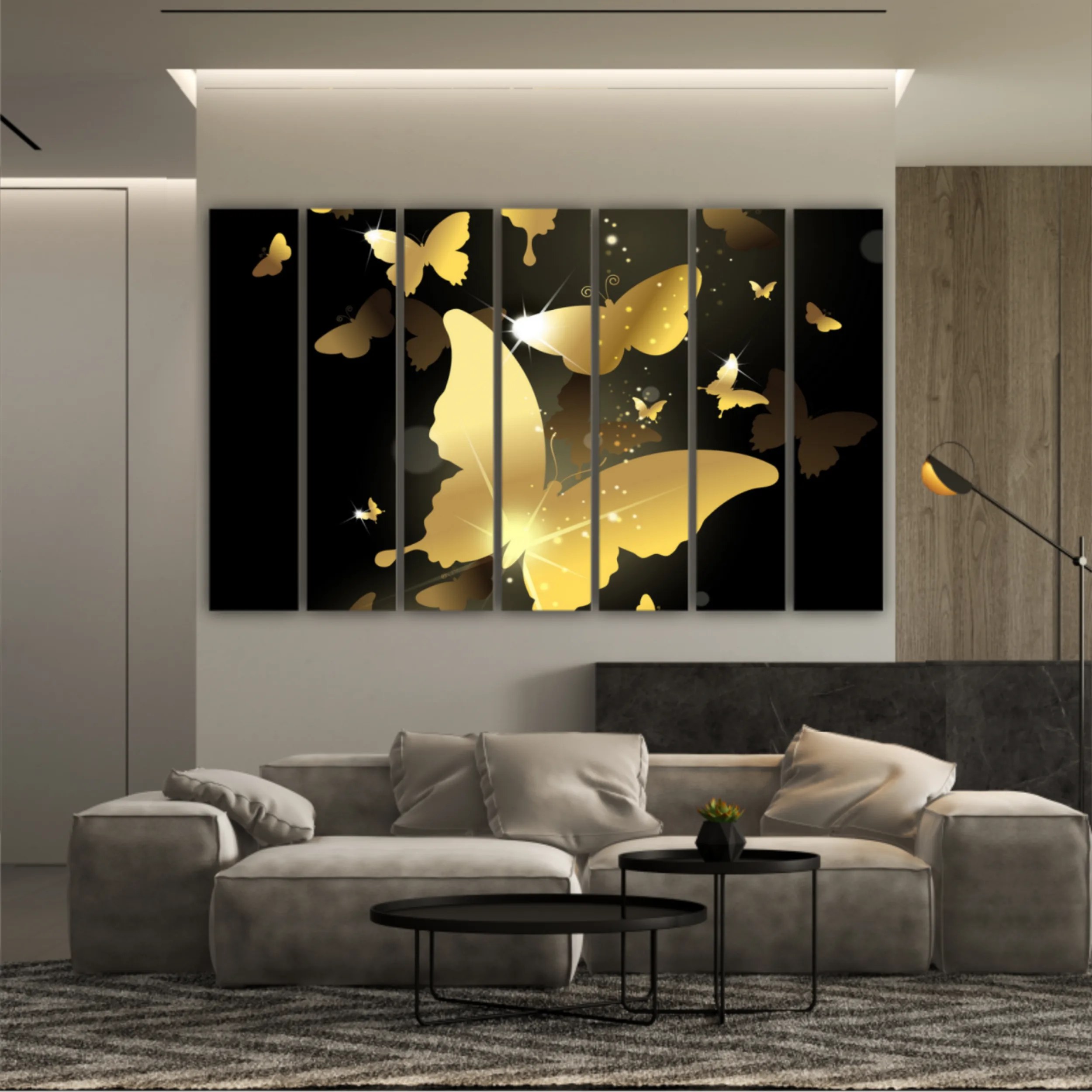 3d illustration of butterfly group on modern background