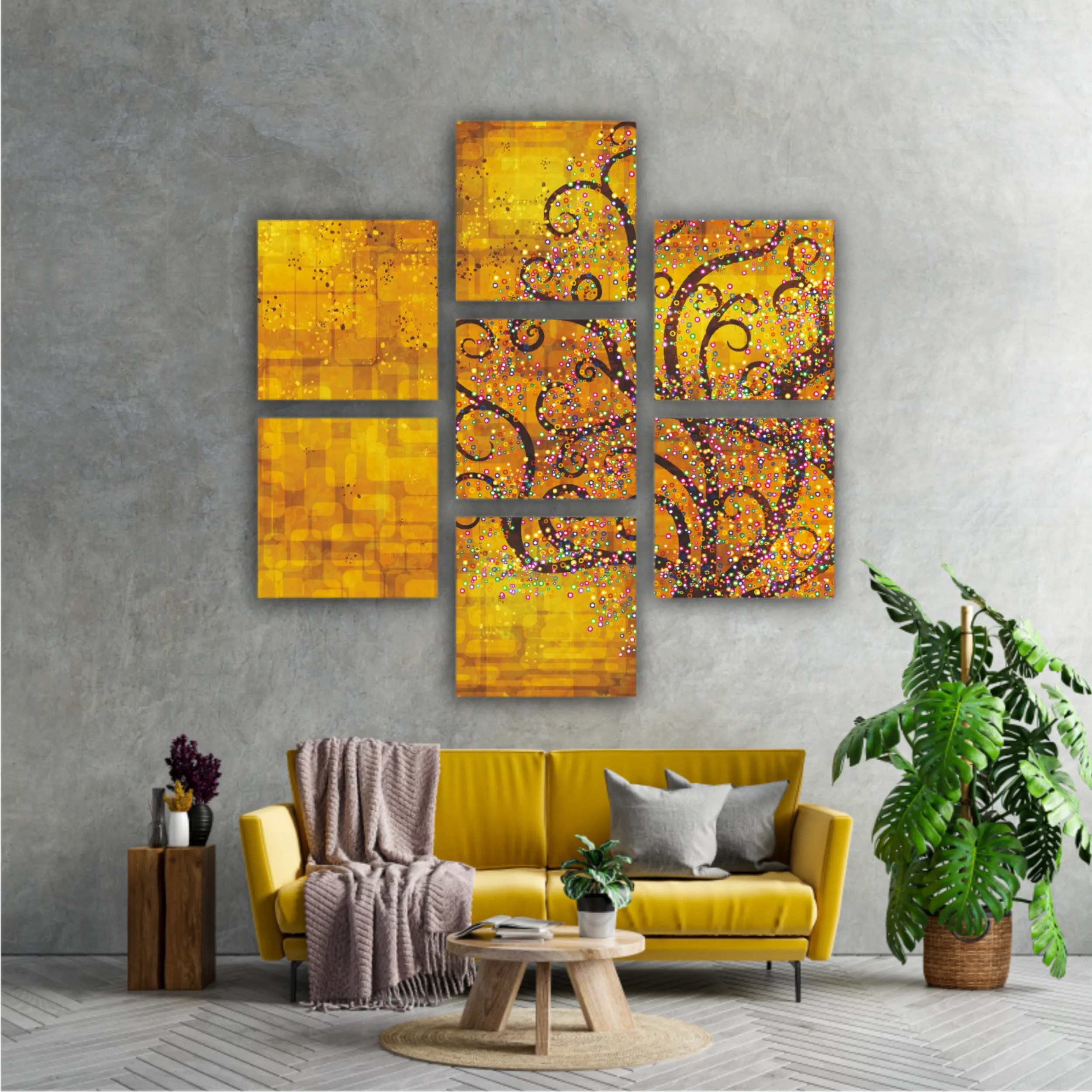 Abstract tree on a gold background in style of Gustav Klimt painting