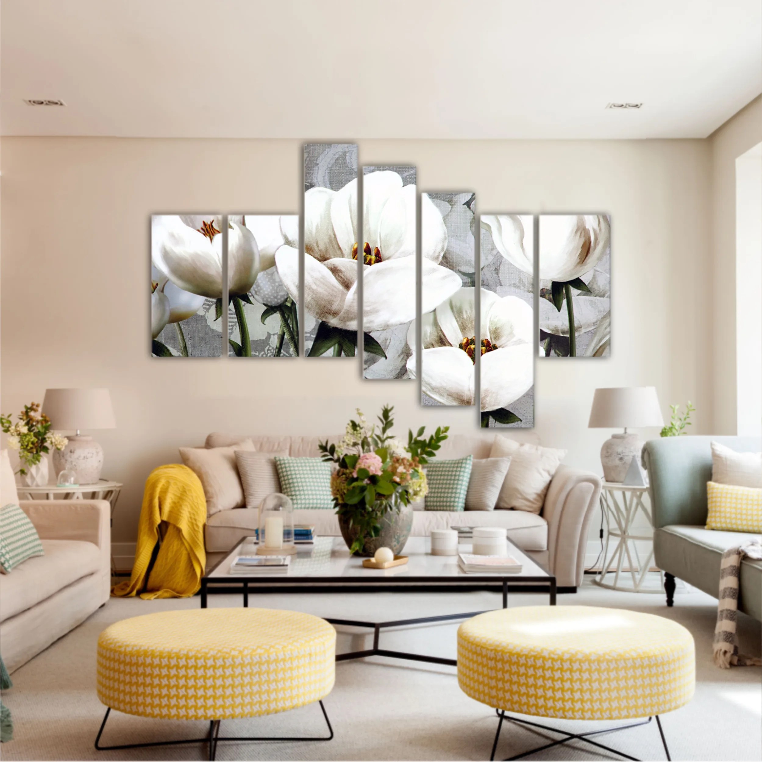 White peonies on a gray background