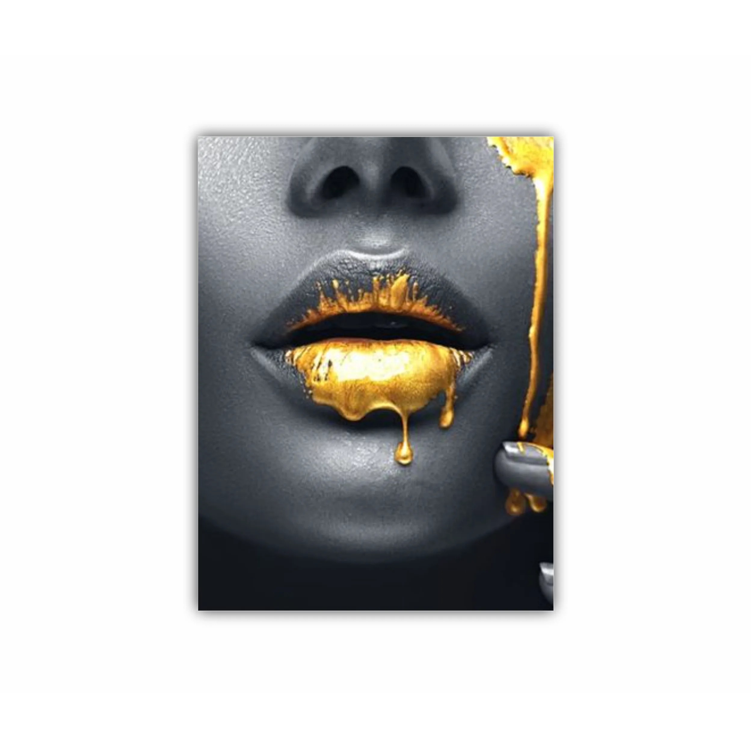 Women in golden makeup - Lips golden