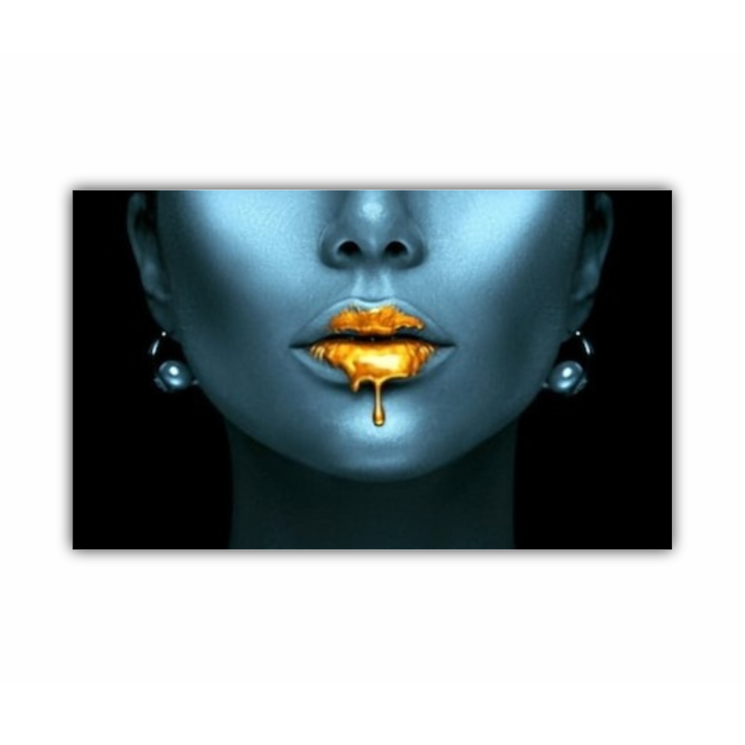 Blue beauty with golden details  Lips golden