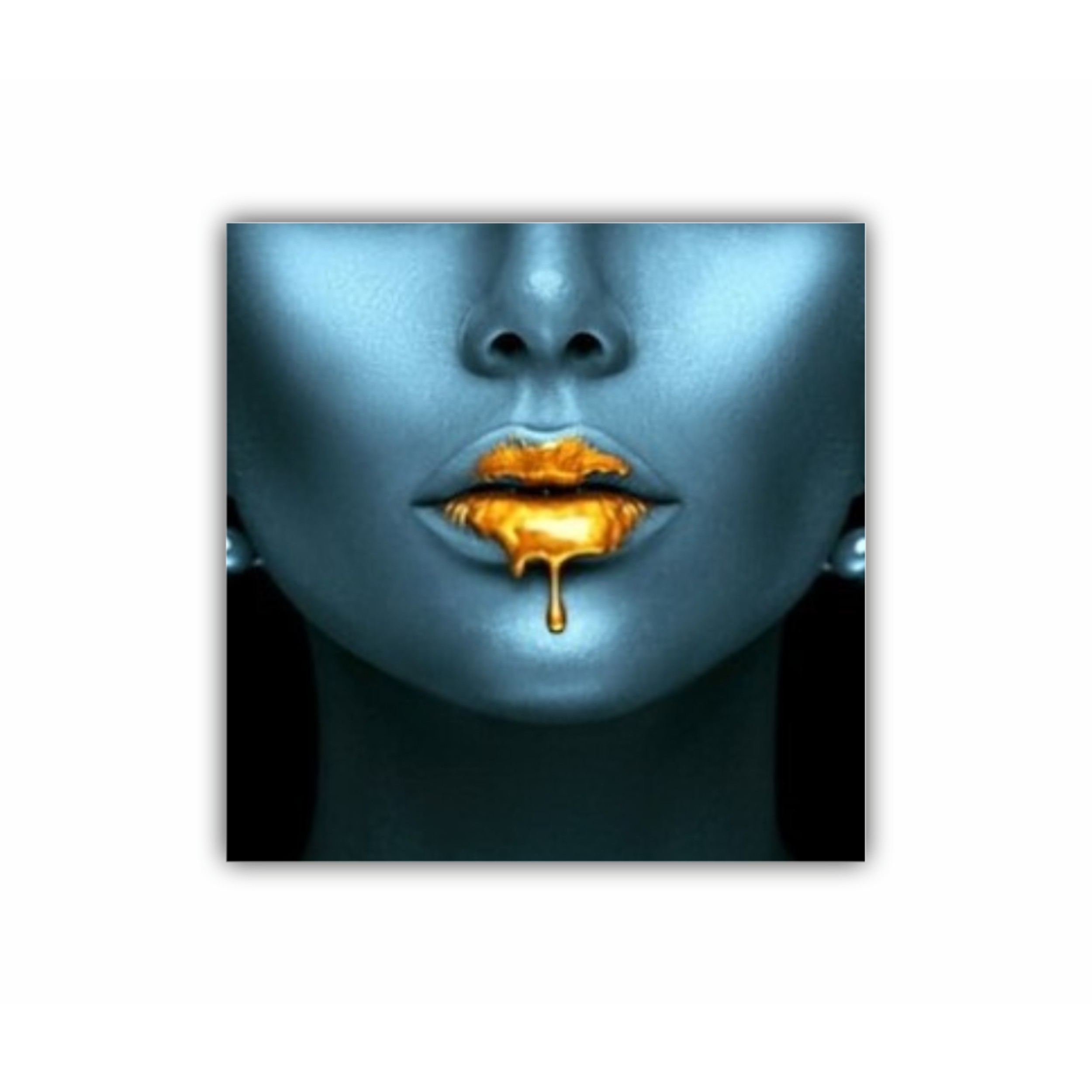 Blue beauty with golden details  Lips golden