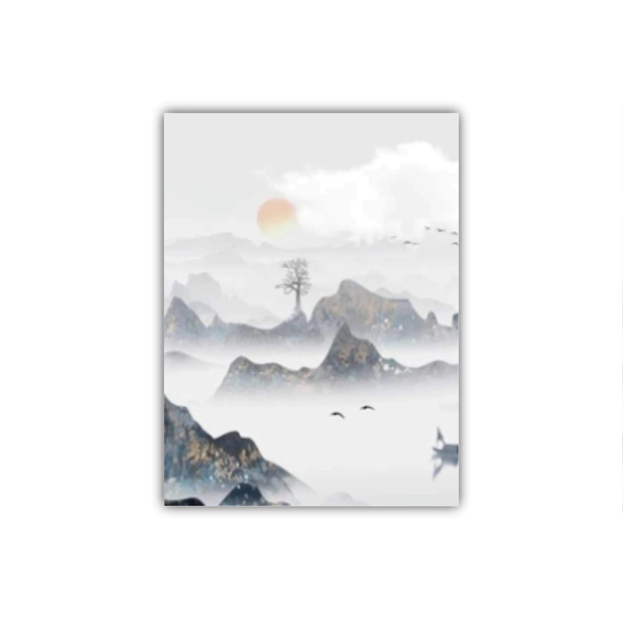 Chinese style blue artistic conception landscape illustration