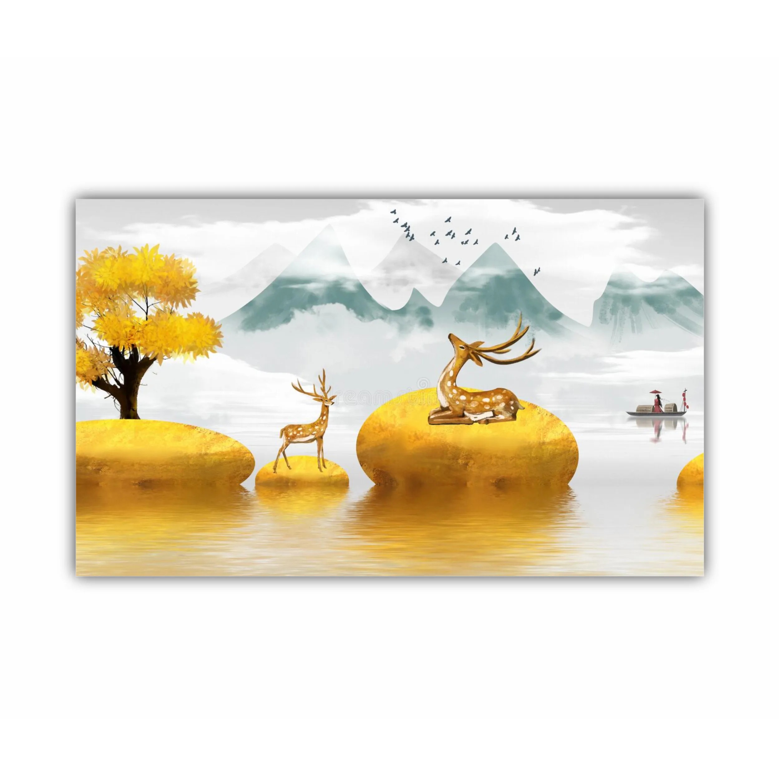 Abstract gilt golden landscape painting