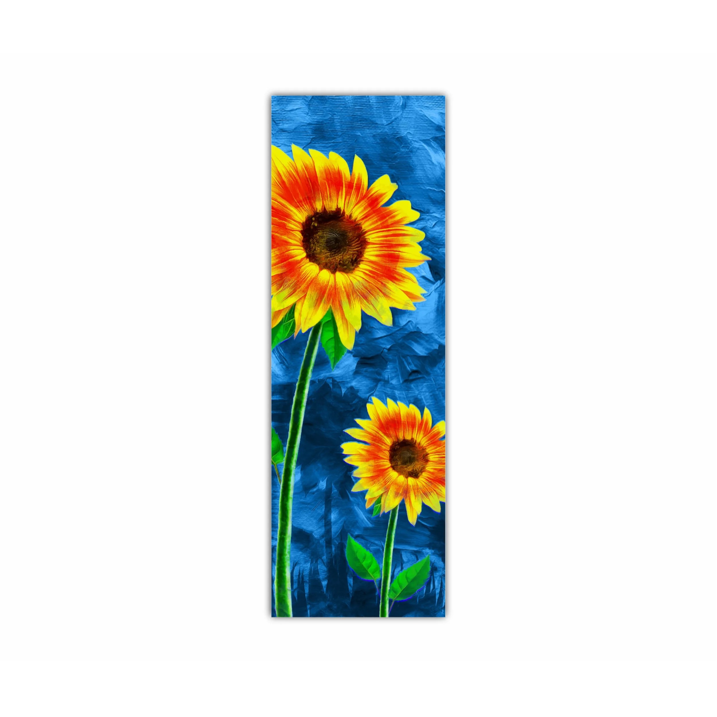 Yellow sunflowers on blue abstract background N2