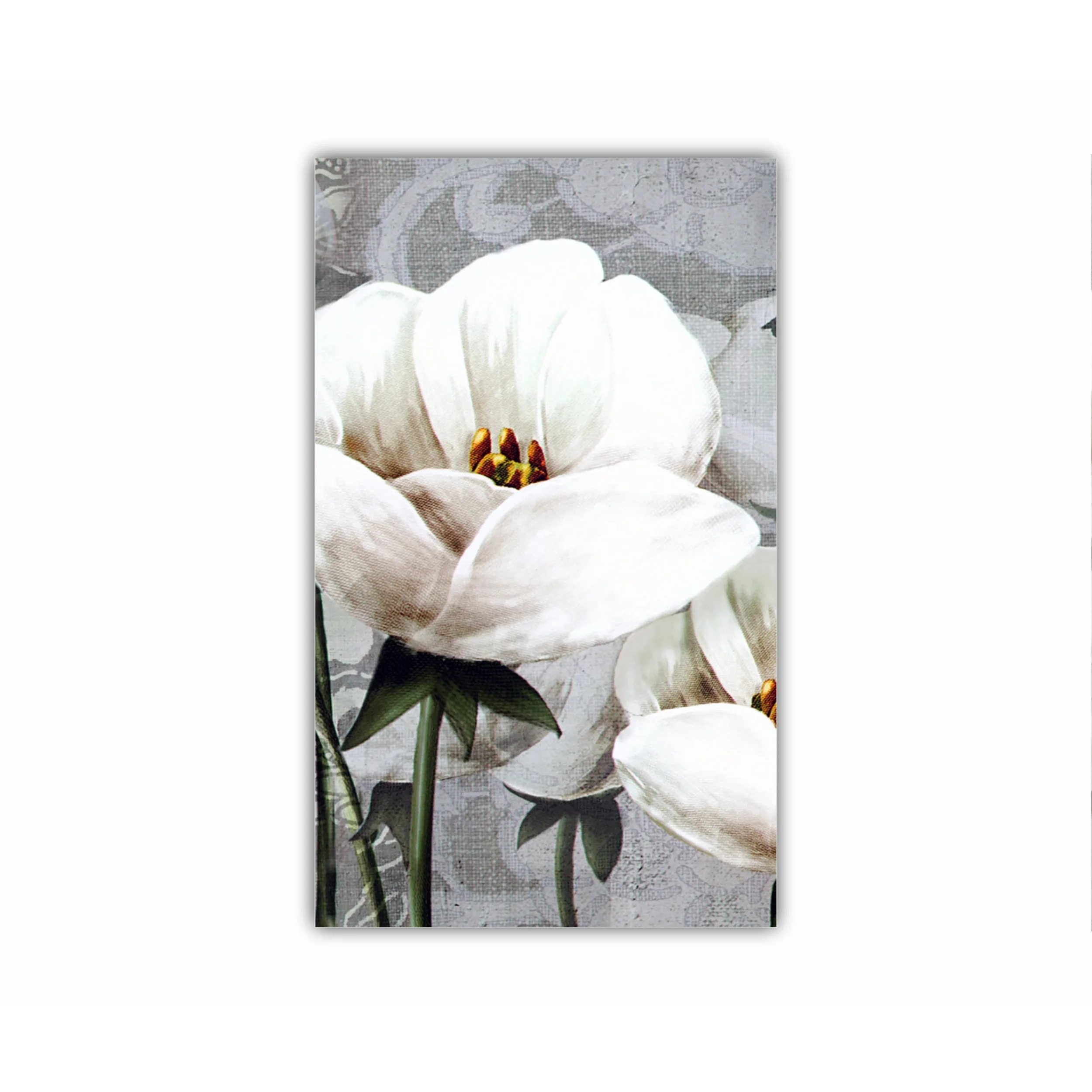 White peonies on a gray background