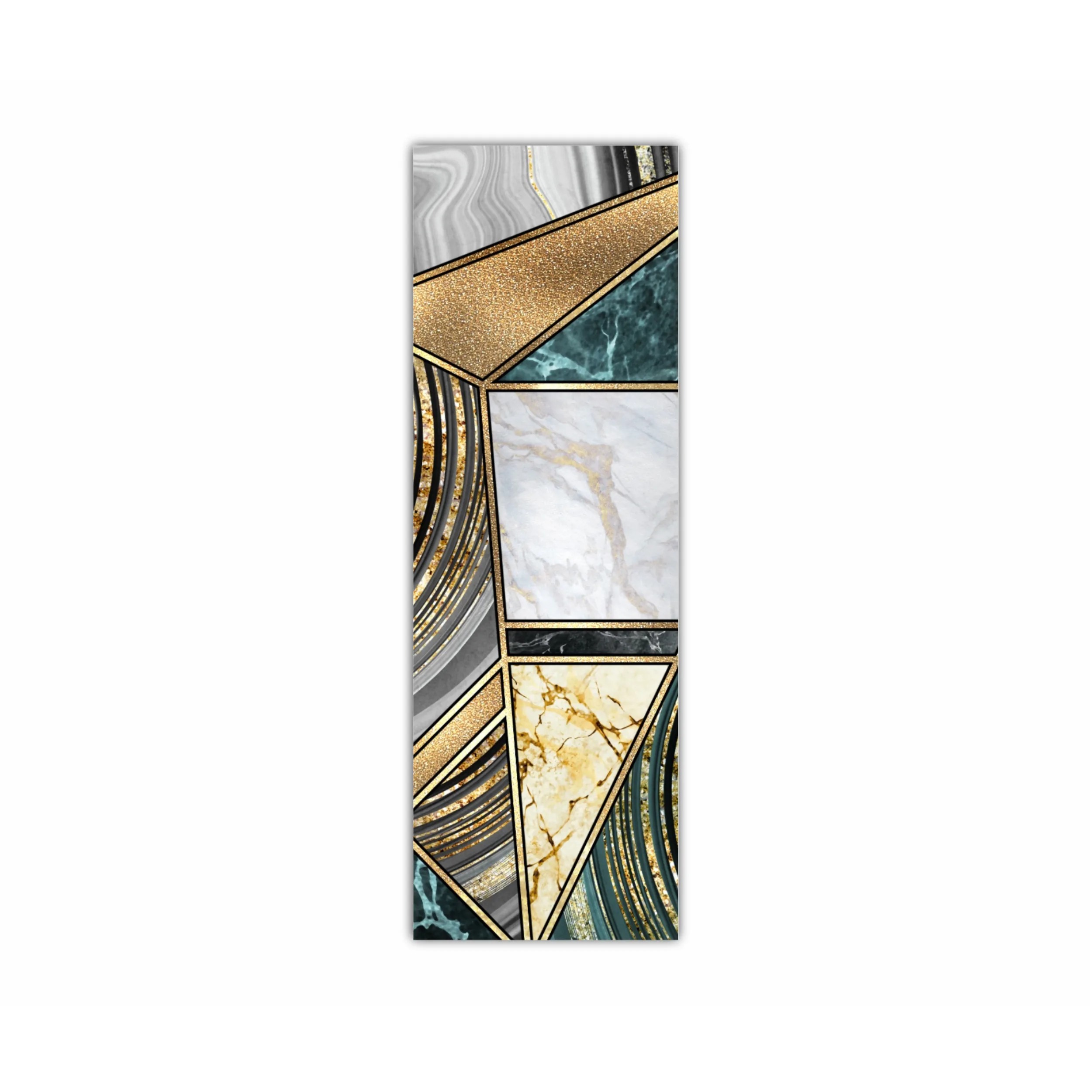 Сreative texture of marble,  modern mosaic inlay, green and gold N3