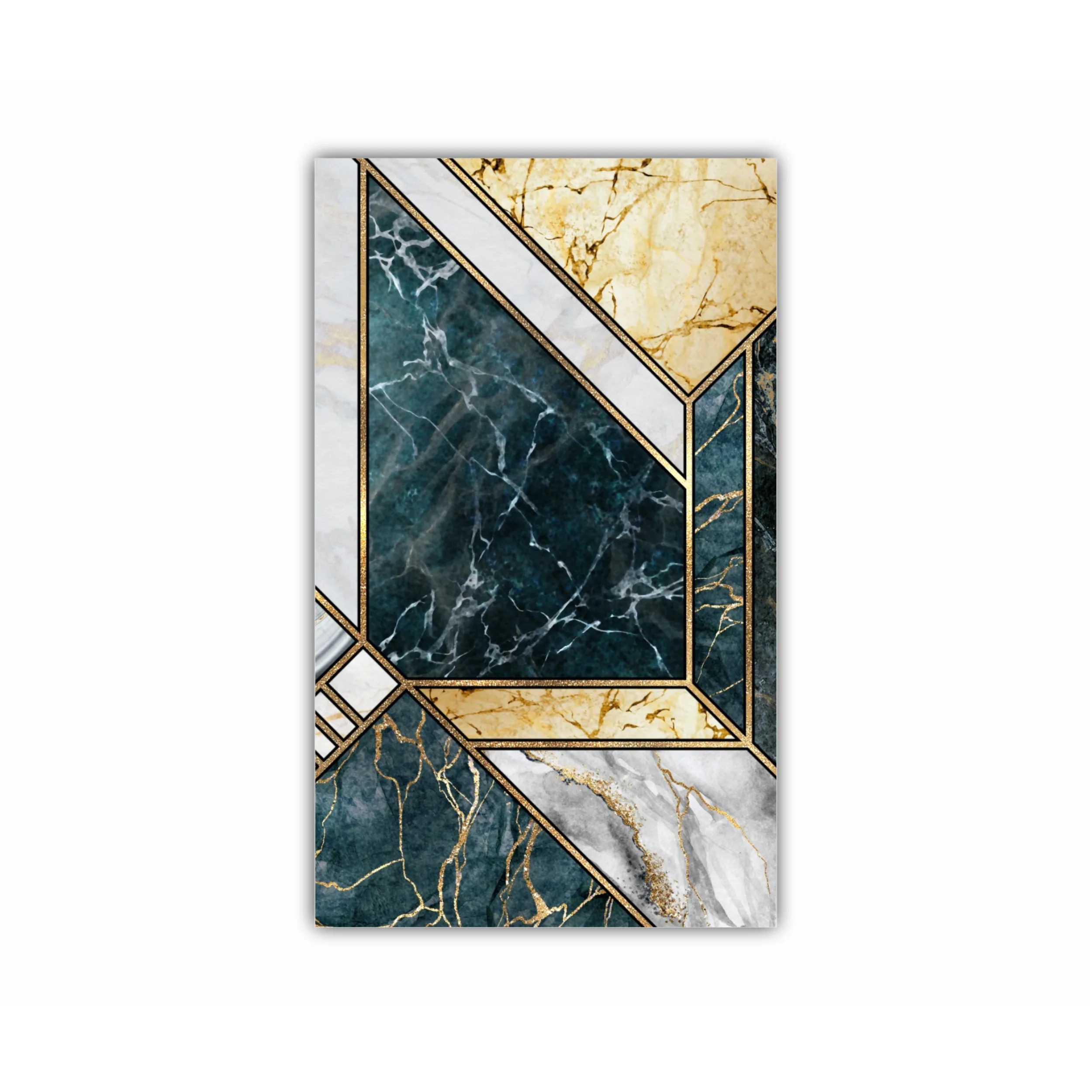 Сreative texture of marble,  modern mosaic inlay, green and gold N4