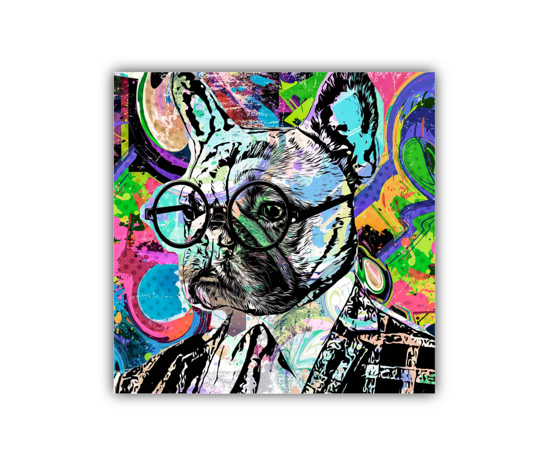 ANIMALS - colorat - bulldog -pictura abstracta 3