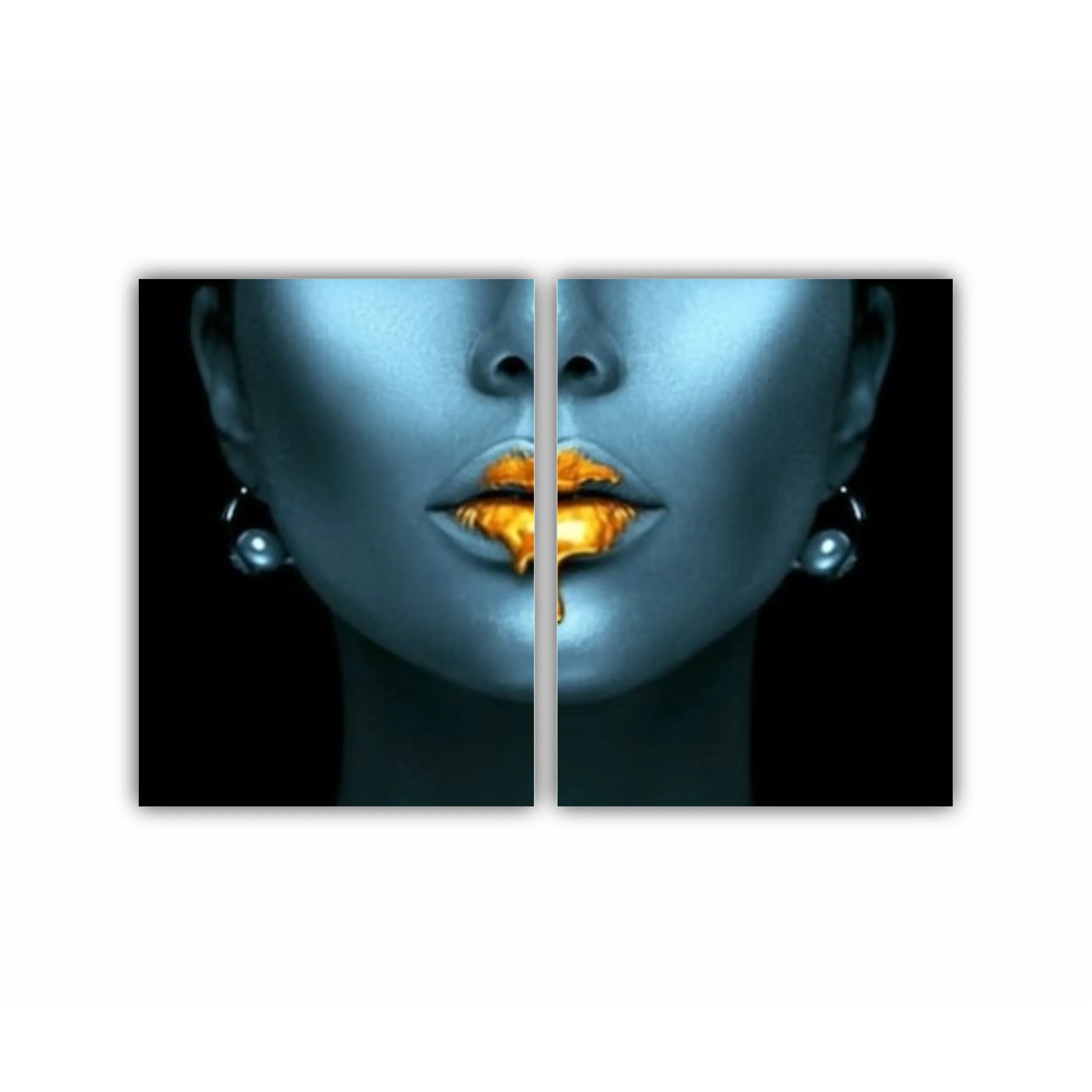 Blue beauty with golden details  Lips golden