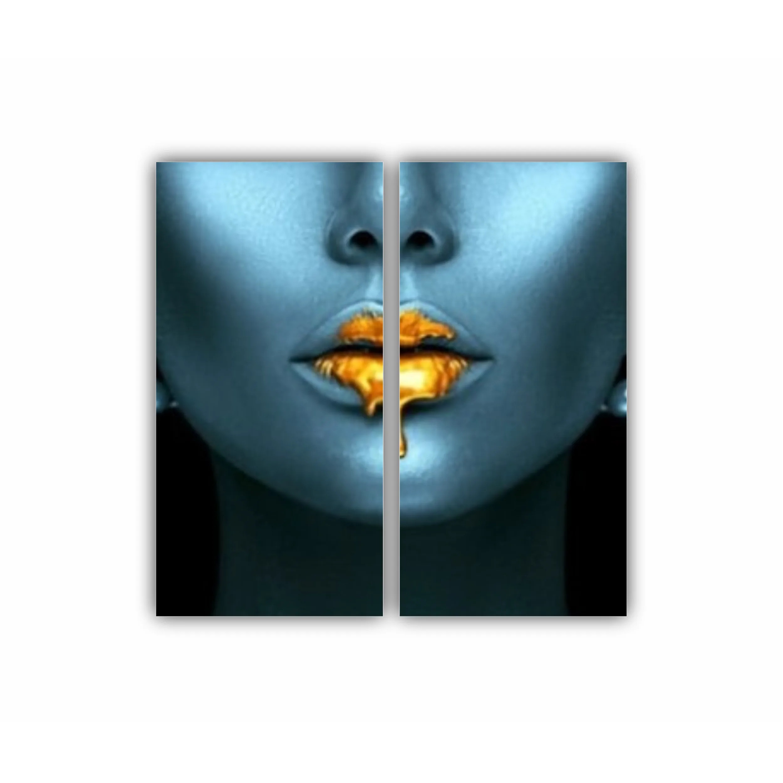 Blue beauty with golden details  Lips golden