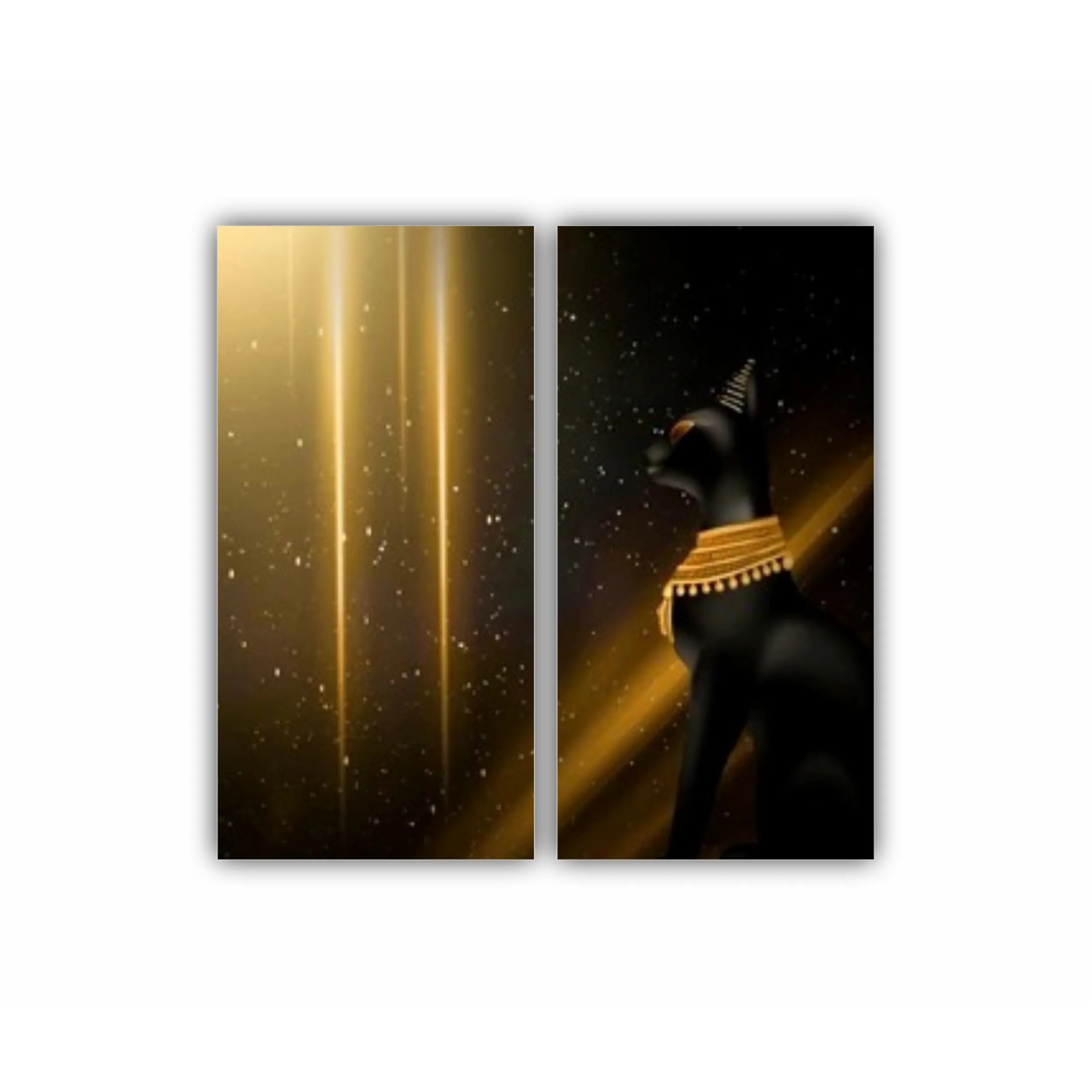 Zeita Egiptului Bastet si Cleopatra - piramide - fundal abstract intunecat