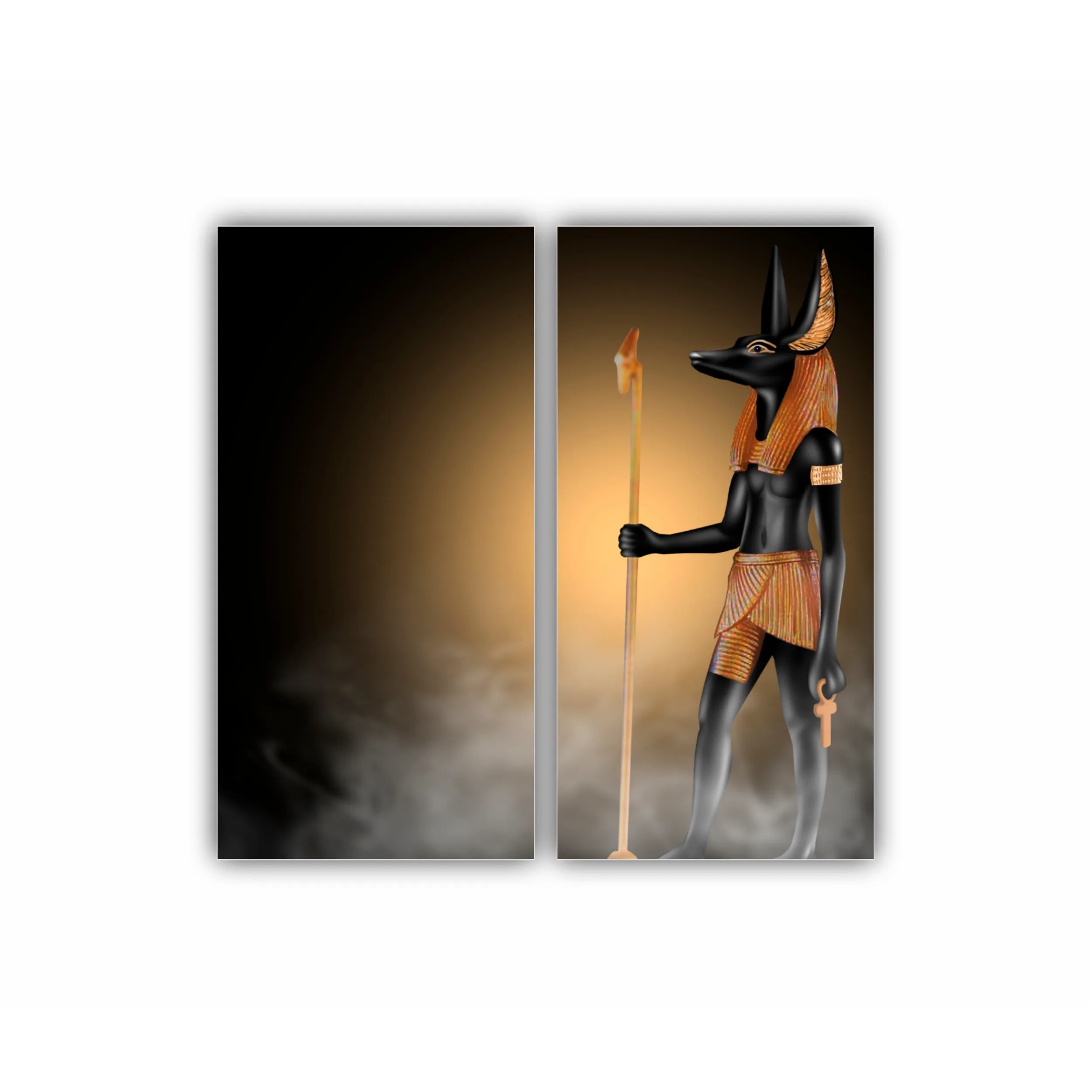 Anubis al Egiptului Antic (zeul mortii) - Fundal egiptean abstract intunecat