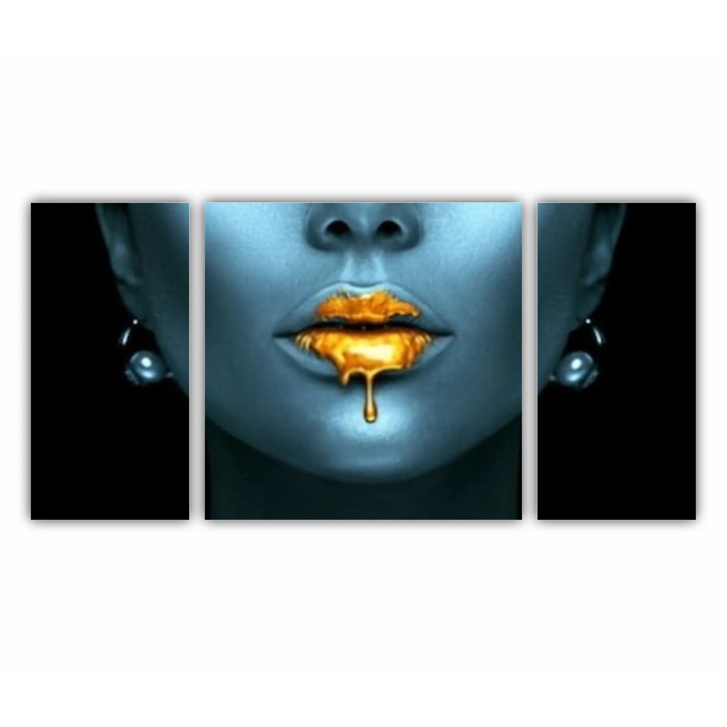 Blue beauty with golden details  Lips golden