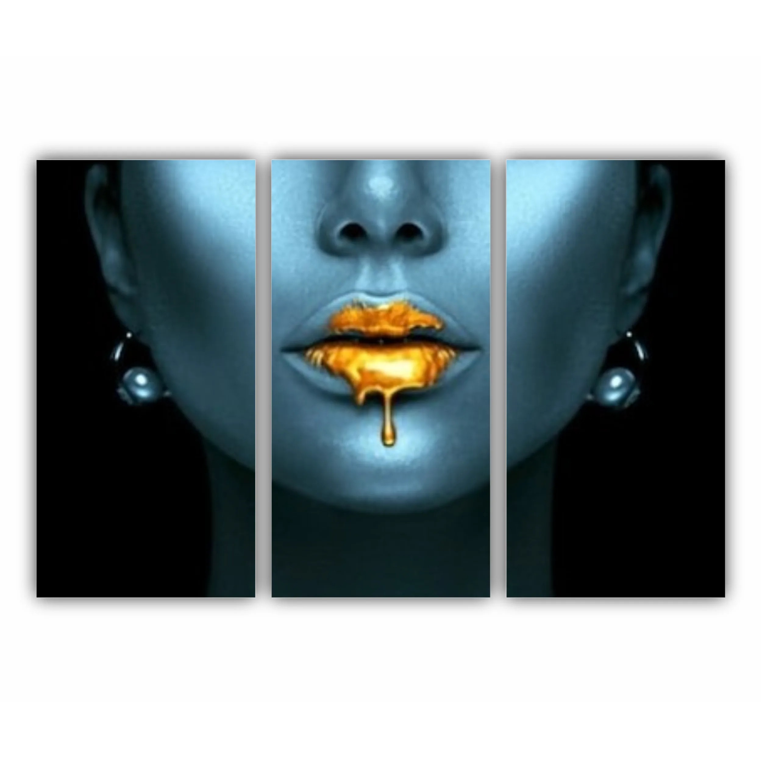 Blue beauty with golden details  Lips golden