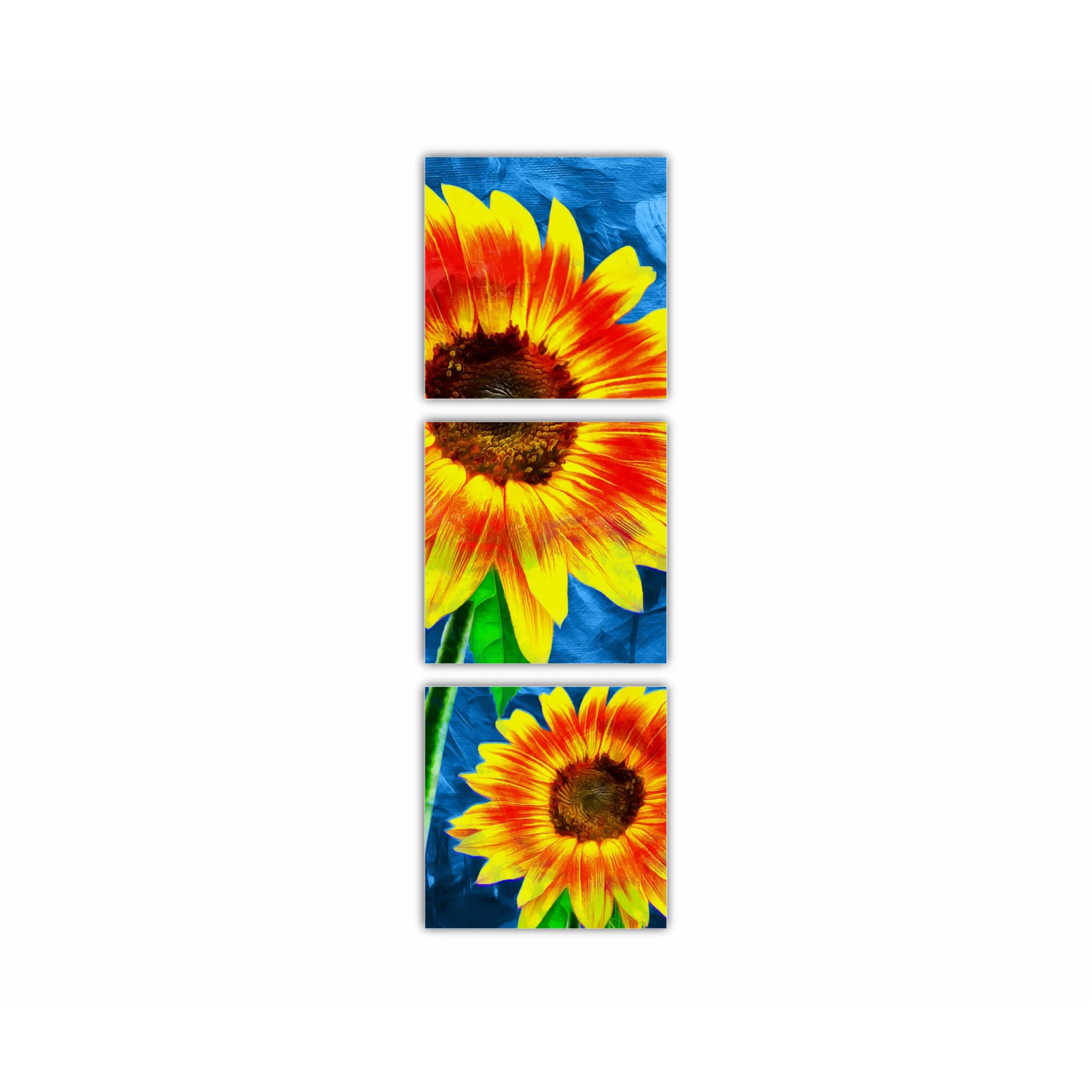 Yellow sunflowers on blue abstract background N1