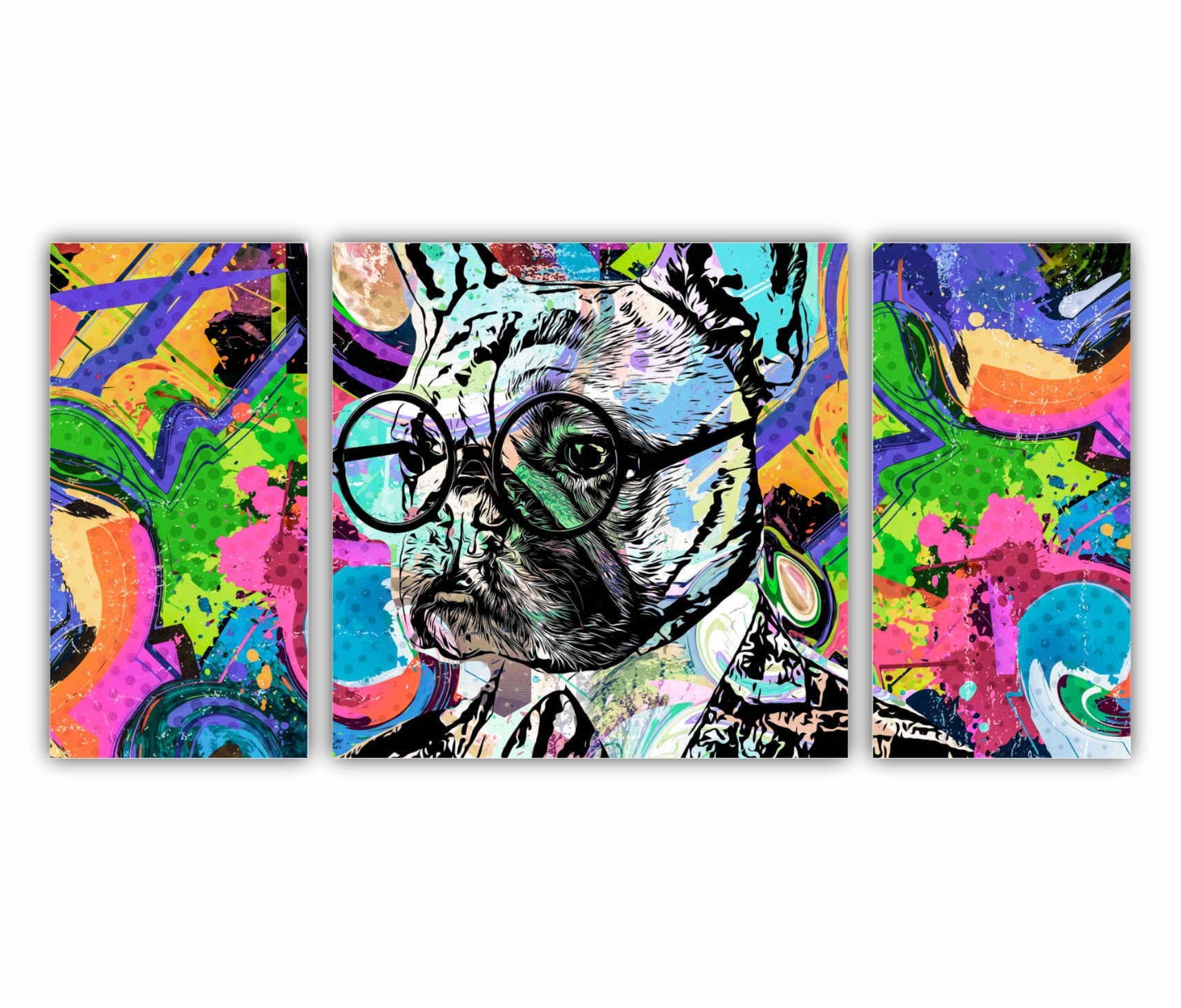 ANIMALS - colorat - bulldog -pictura abstracta 3