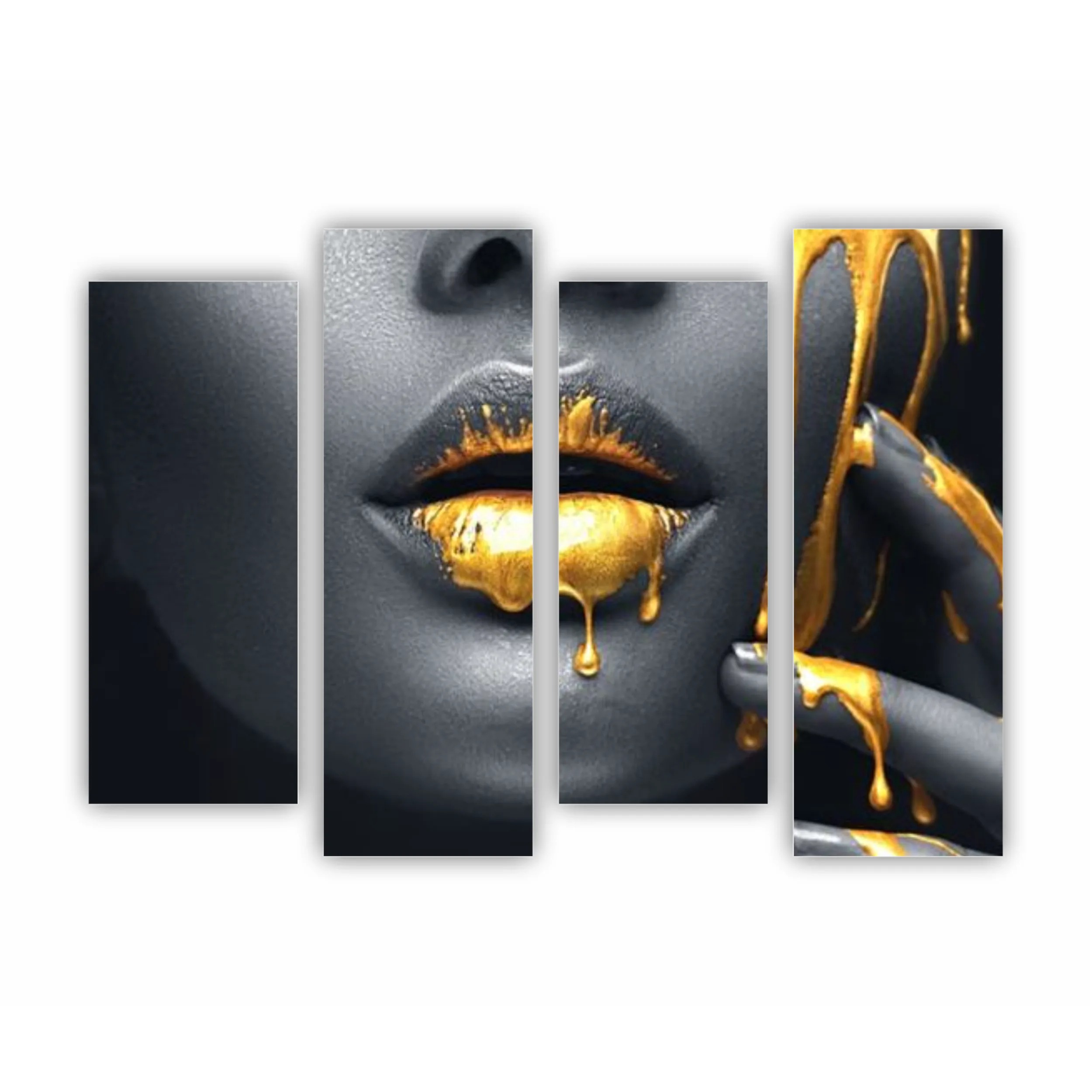 Women in golden makeup - Lips golden