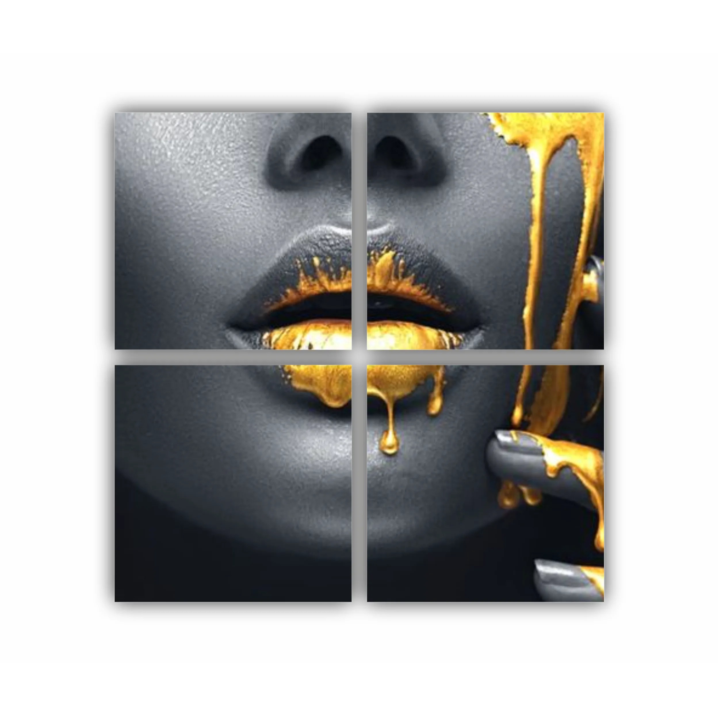 Women in golden makeup - Lips golden