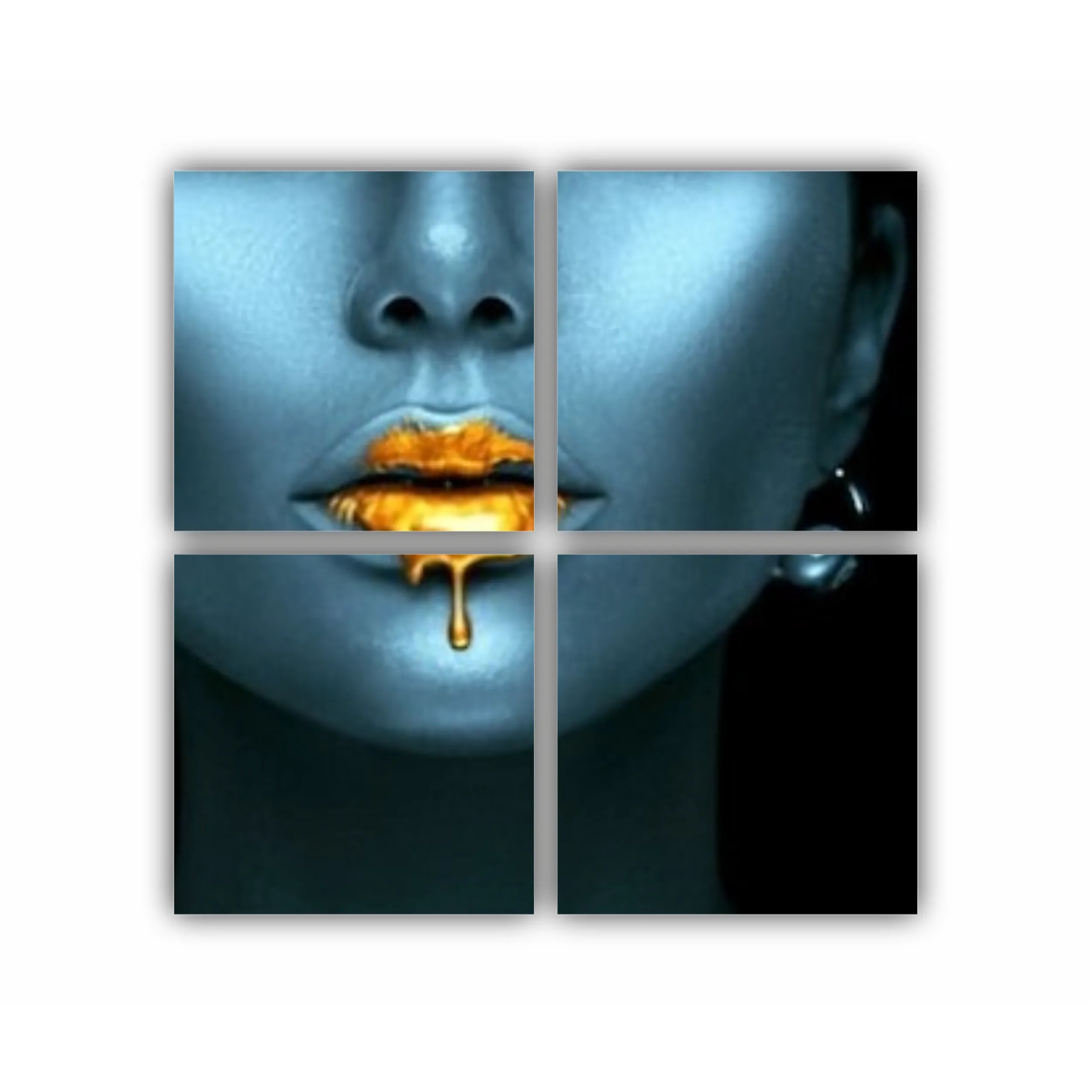 Blue beauty with golden details  Lips golden