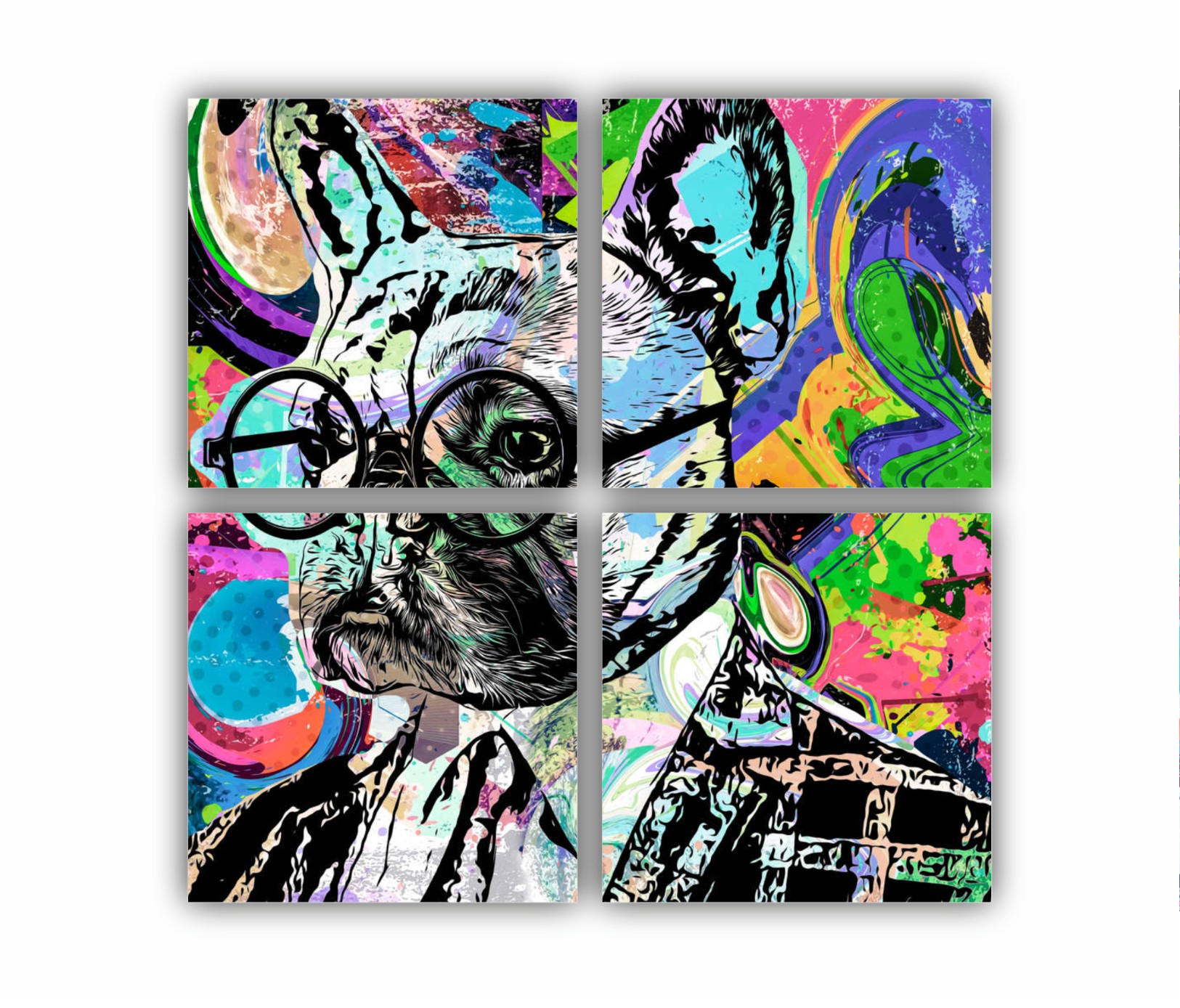 ANIMALS - colorat - bulldog -pictura abstracta 3