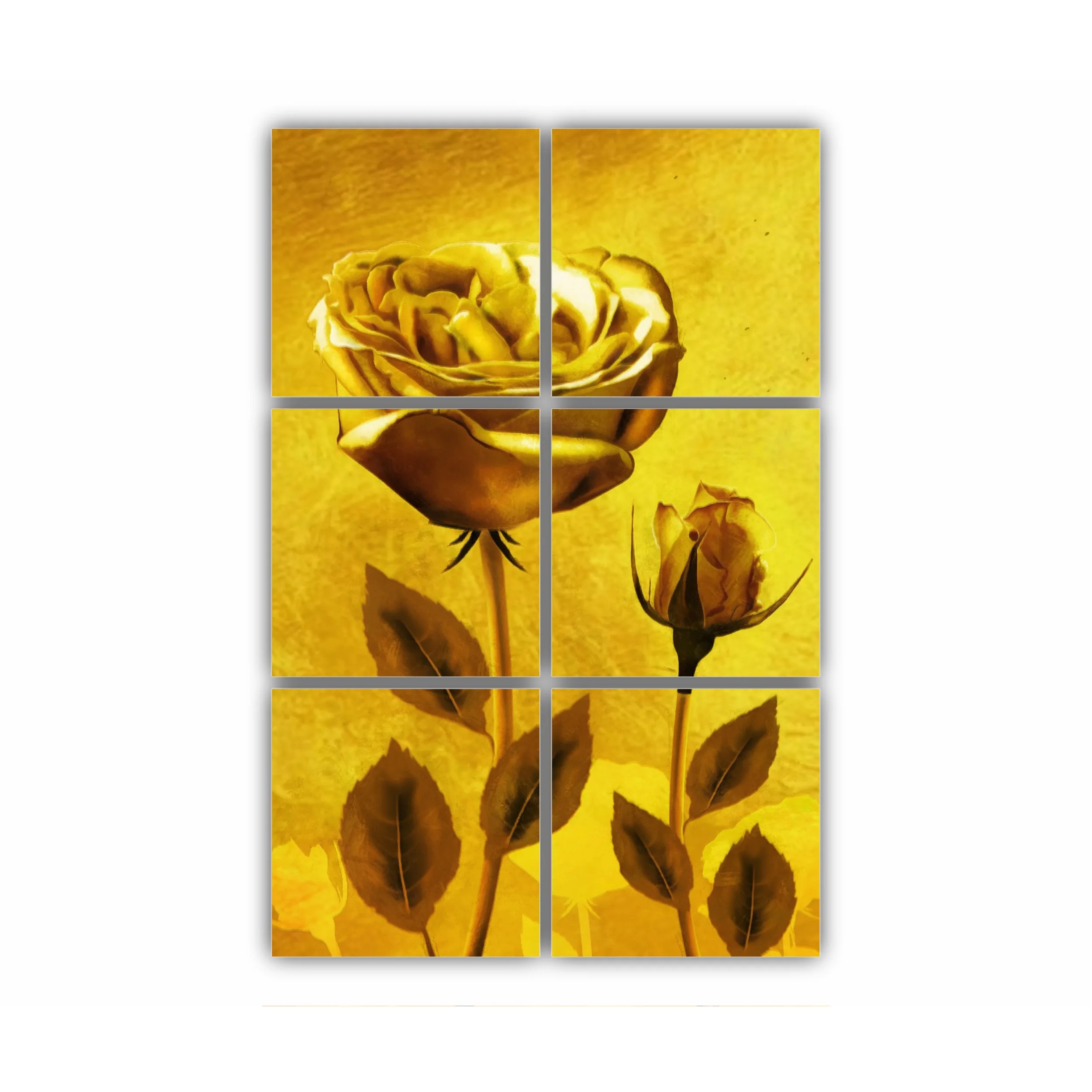 Gold roses flowers on gold background N1