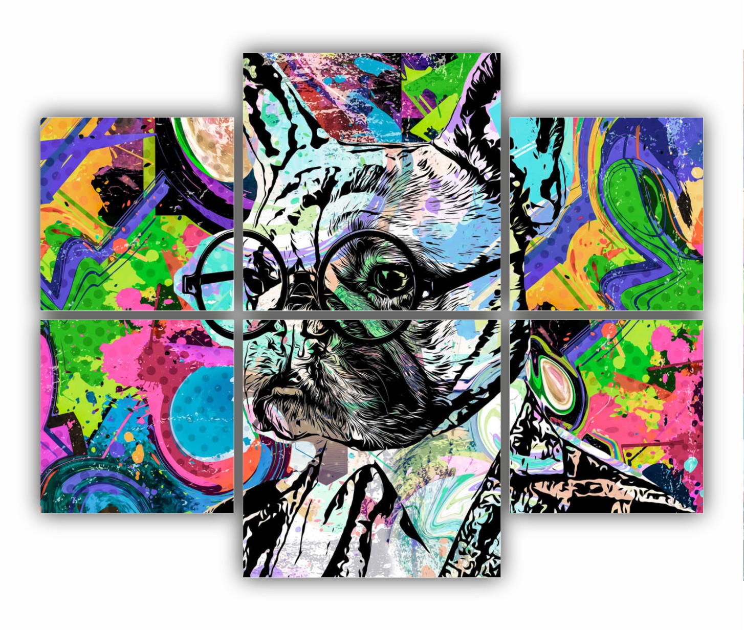 ANIMALS - colorat - bulldog -pictura abstracta 3