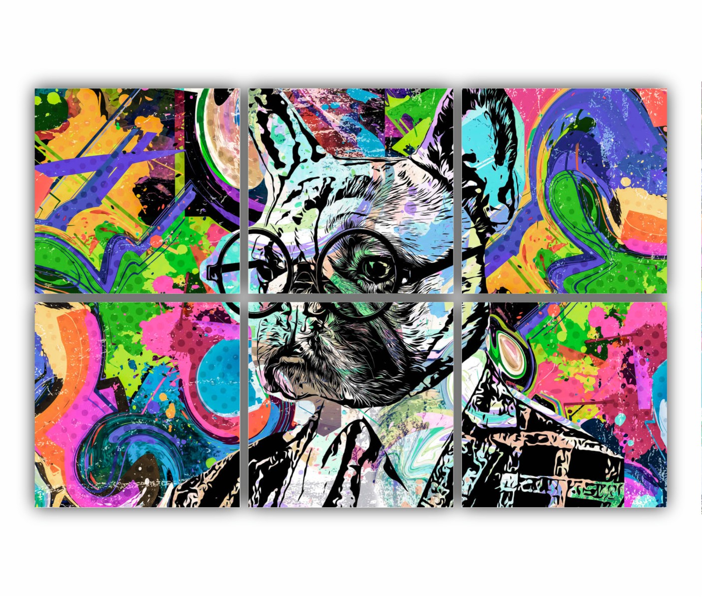 ANIMALS - colorat - bulldog -pictura abstracta 3