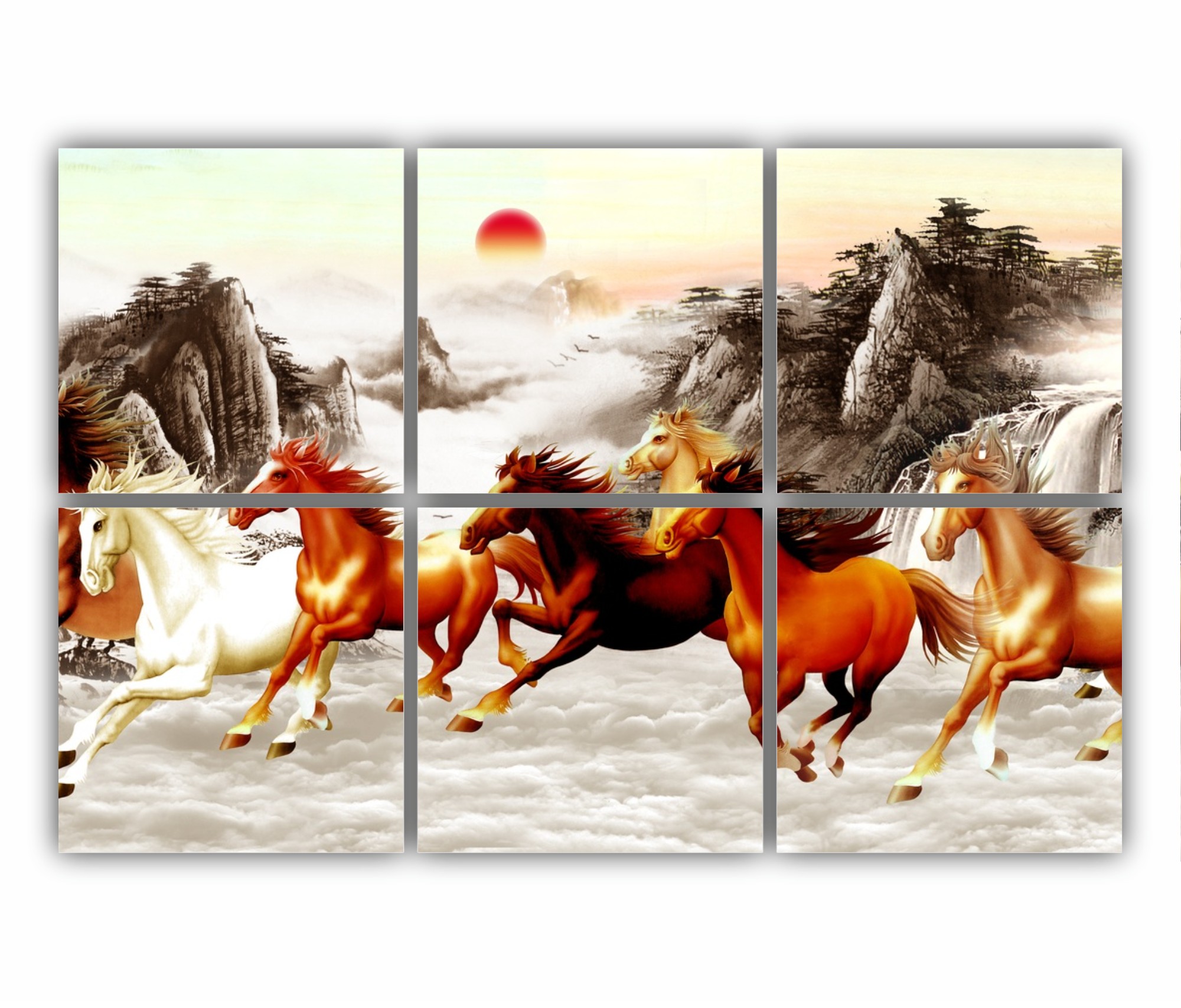 ANIMALS - pictura abstracta cu cai in galop