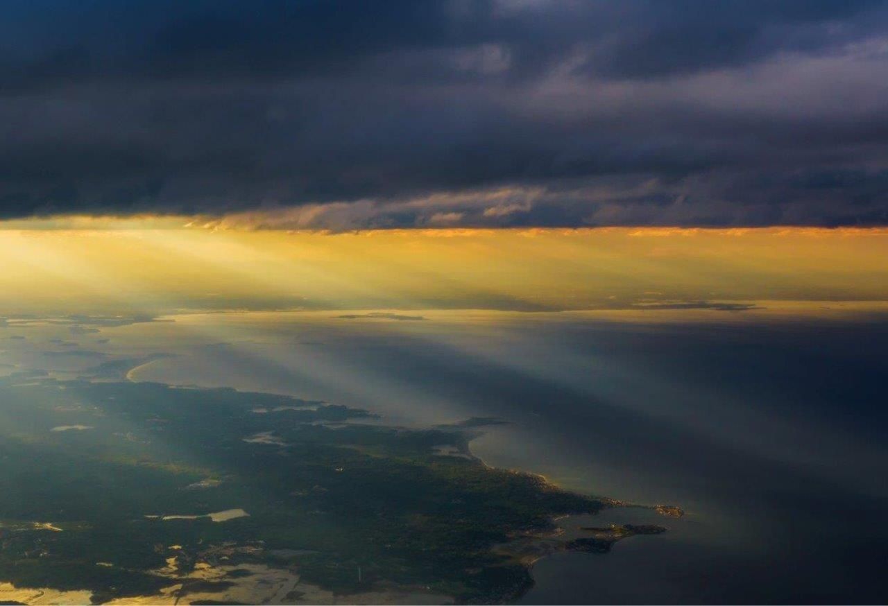 Ocean view from airplane