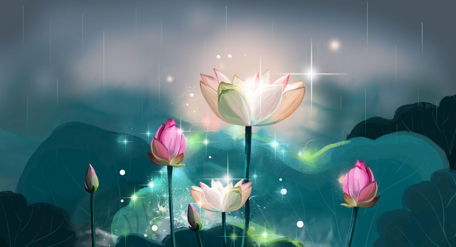 Ilustratie 3D a florilor de lotus