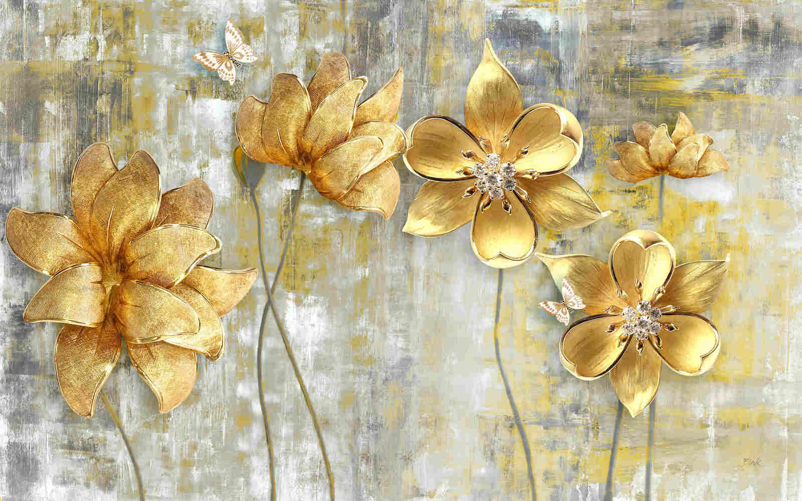 GOLDEN FLOWERS - flori galben-auriu 